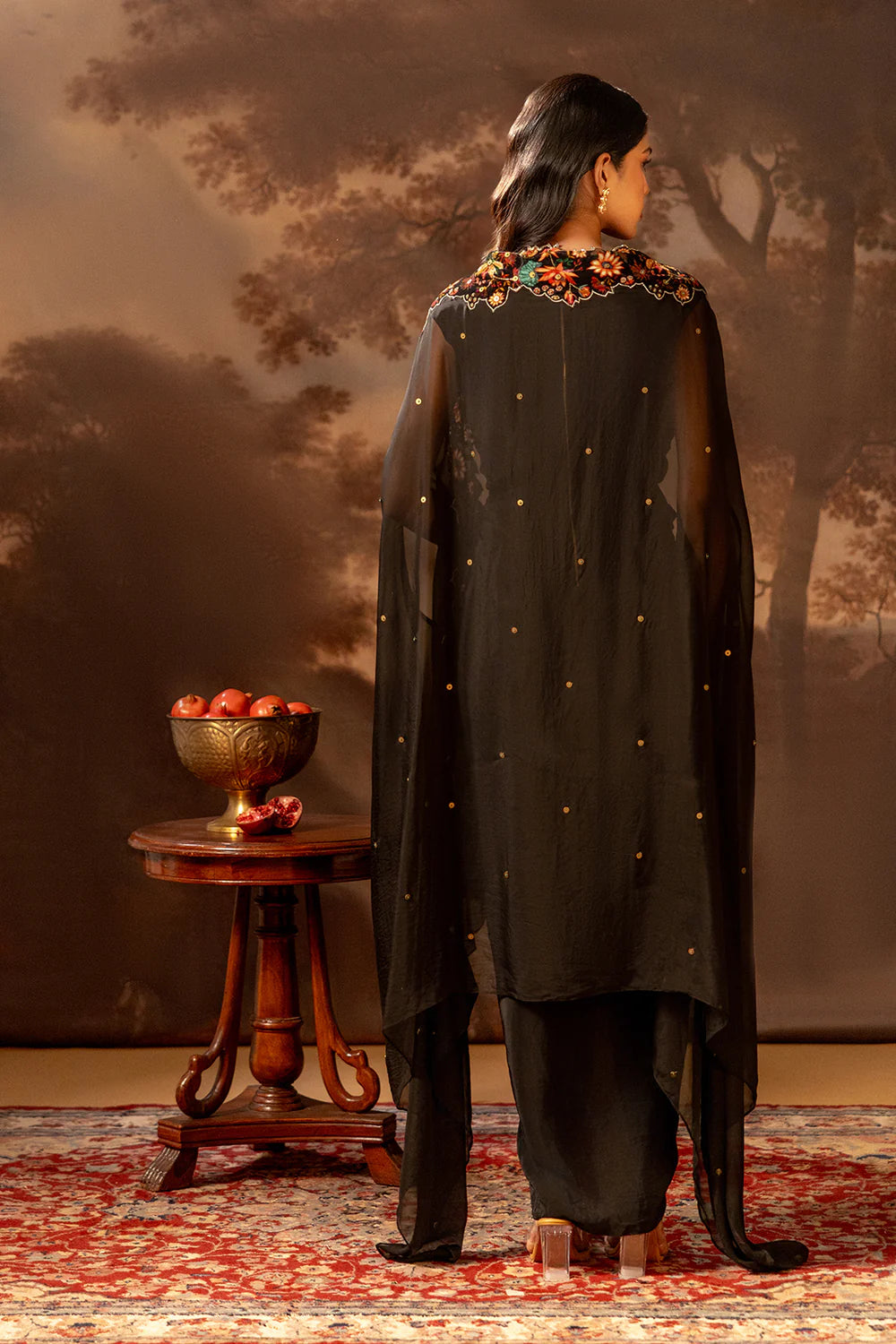 Aarani Embroidered Drape Dress Set