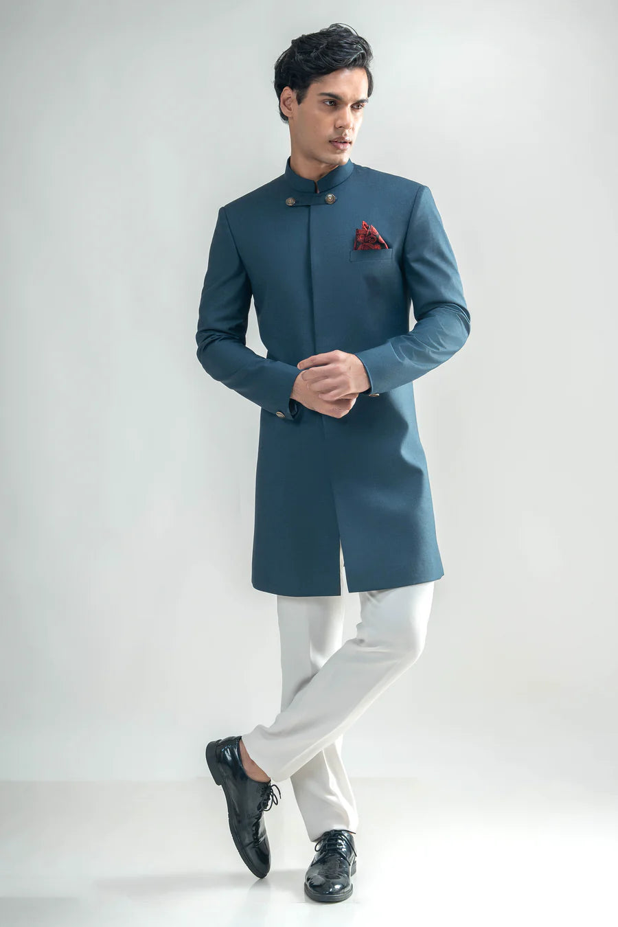 Yale Blue Achkan Set