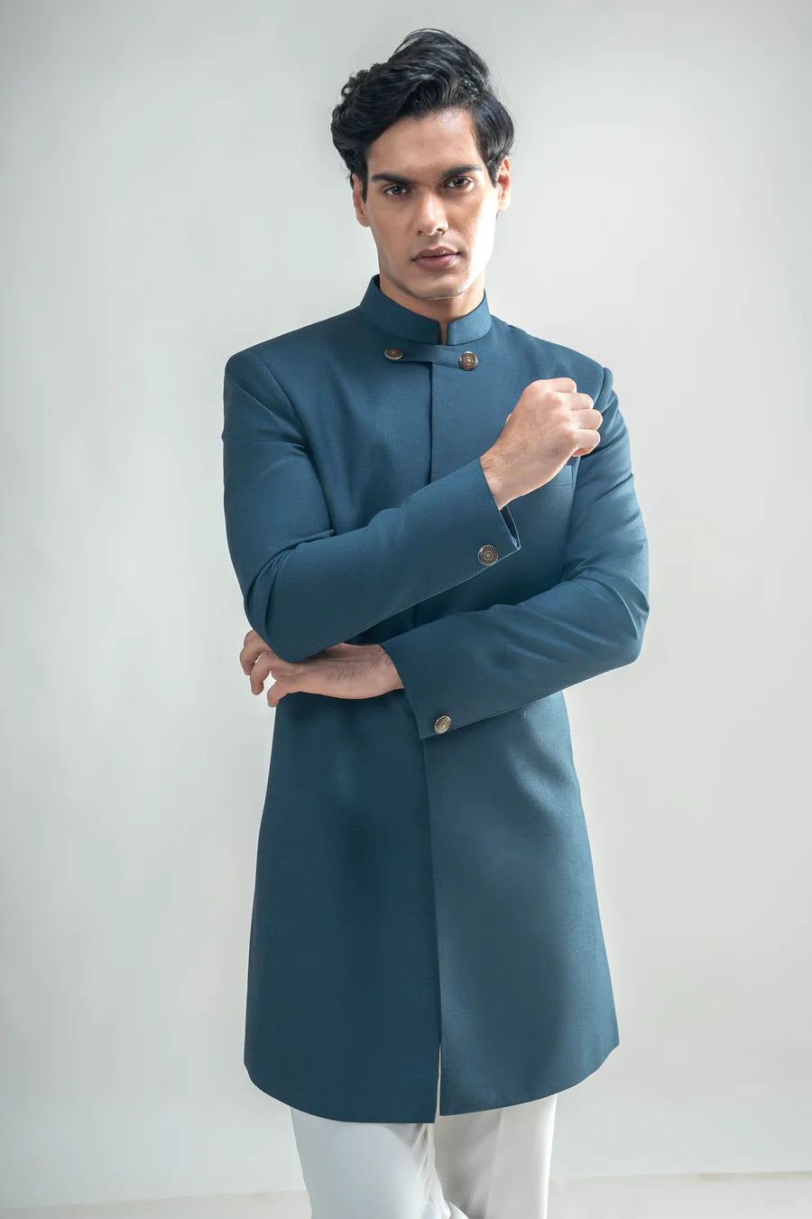 Yale Blue Achkan Set