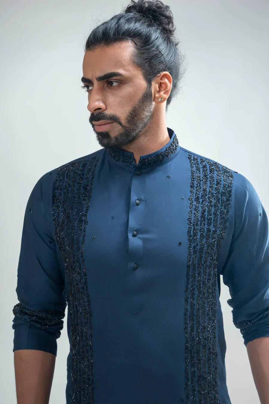 Navy Embroidered Kurta