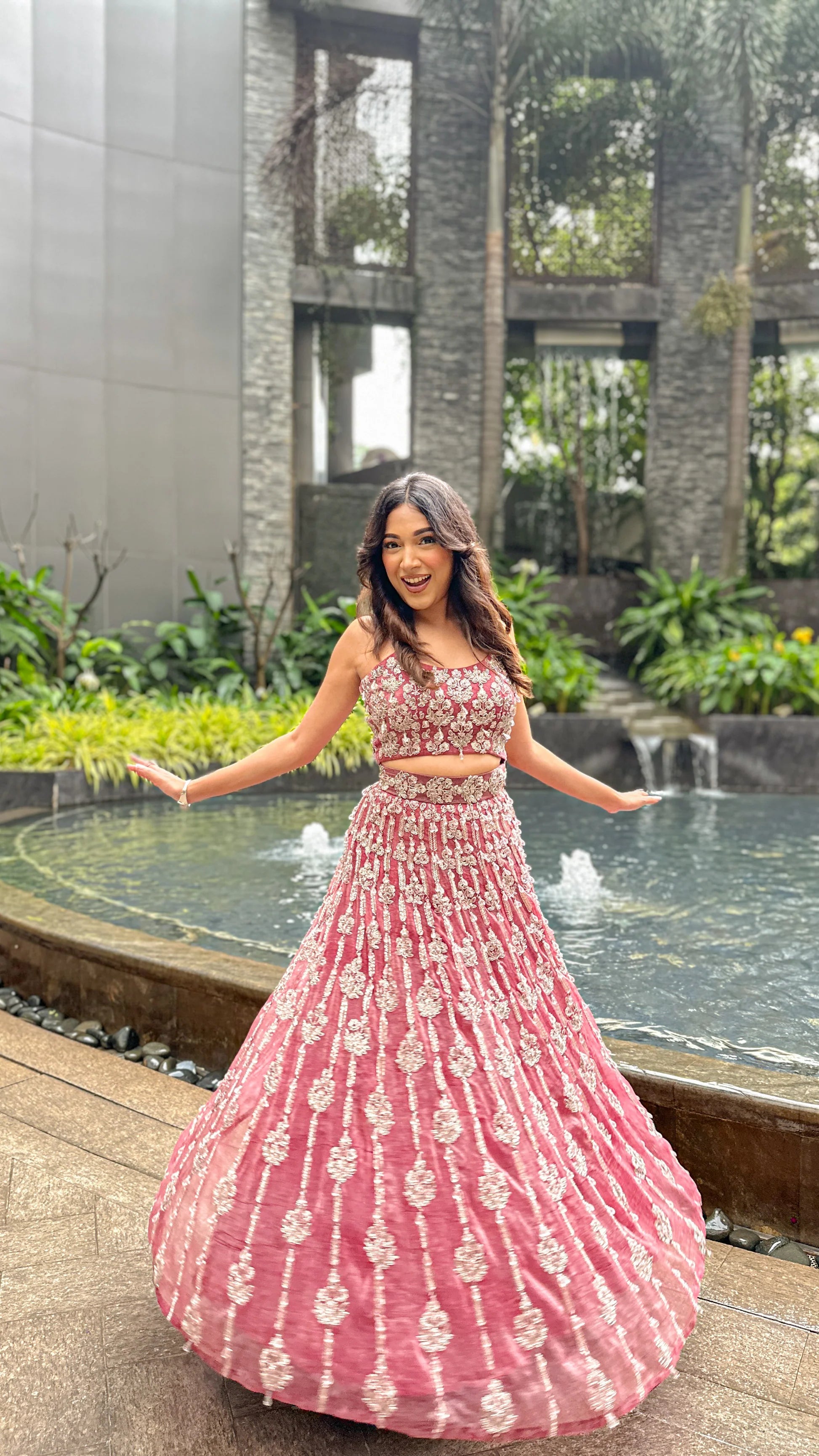 Cipul Artul in Rose Crystal Lehenga Set