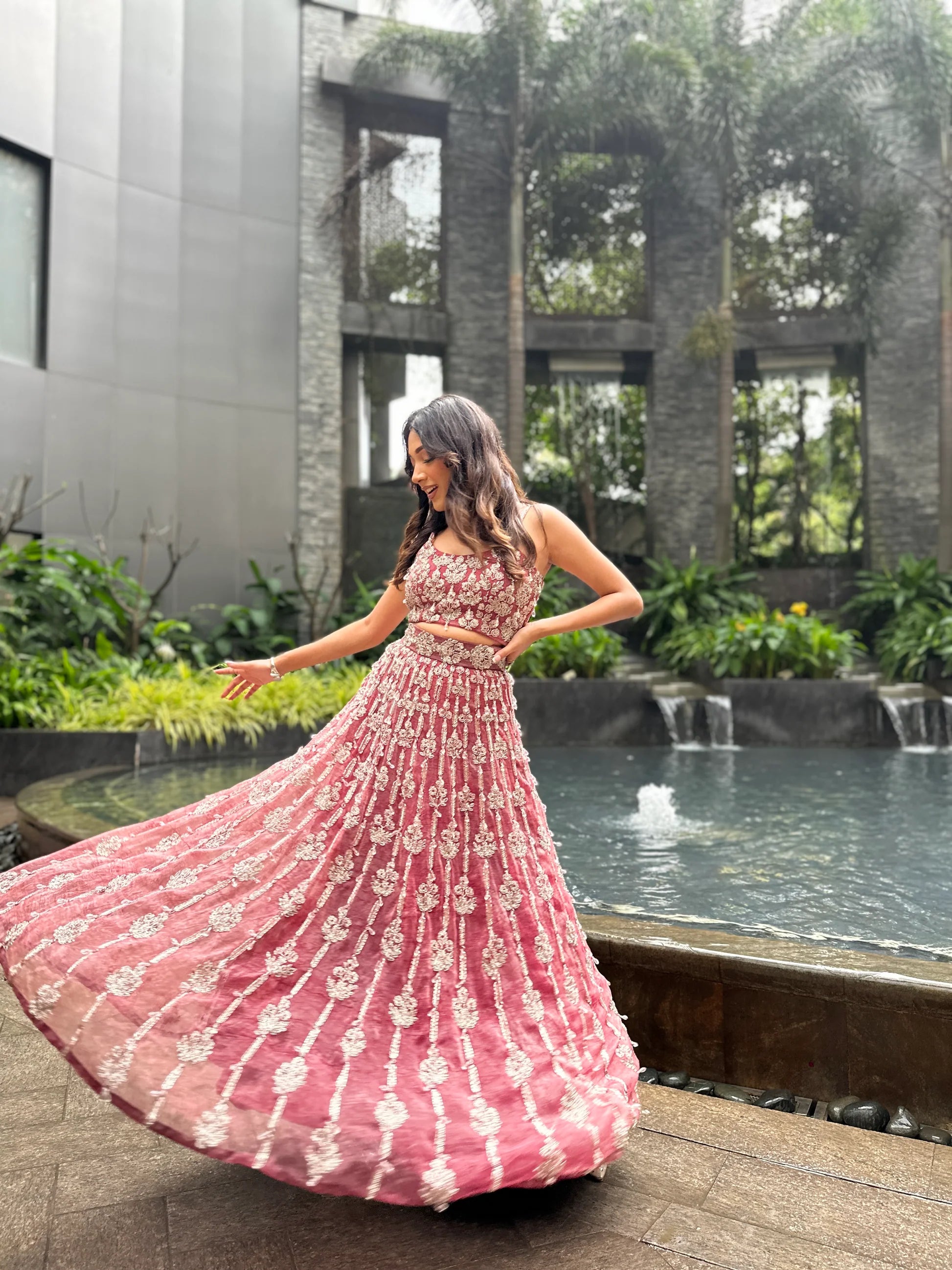Cipul Artul in Rose Crystal Lehenga Set