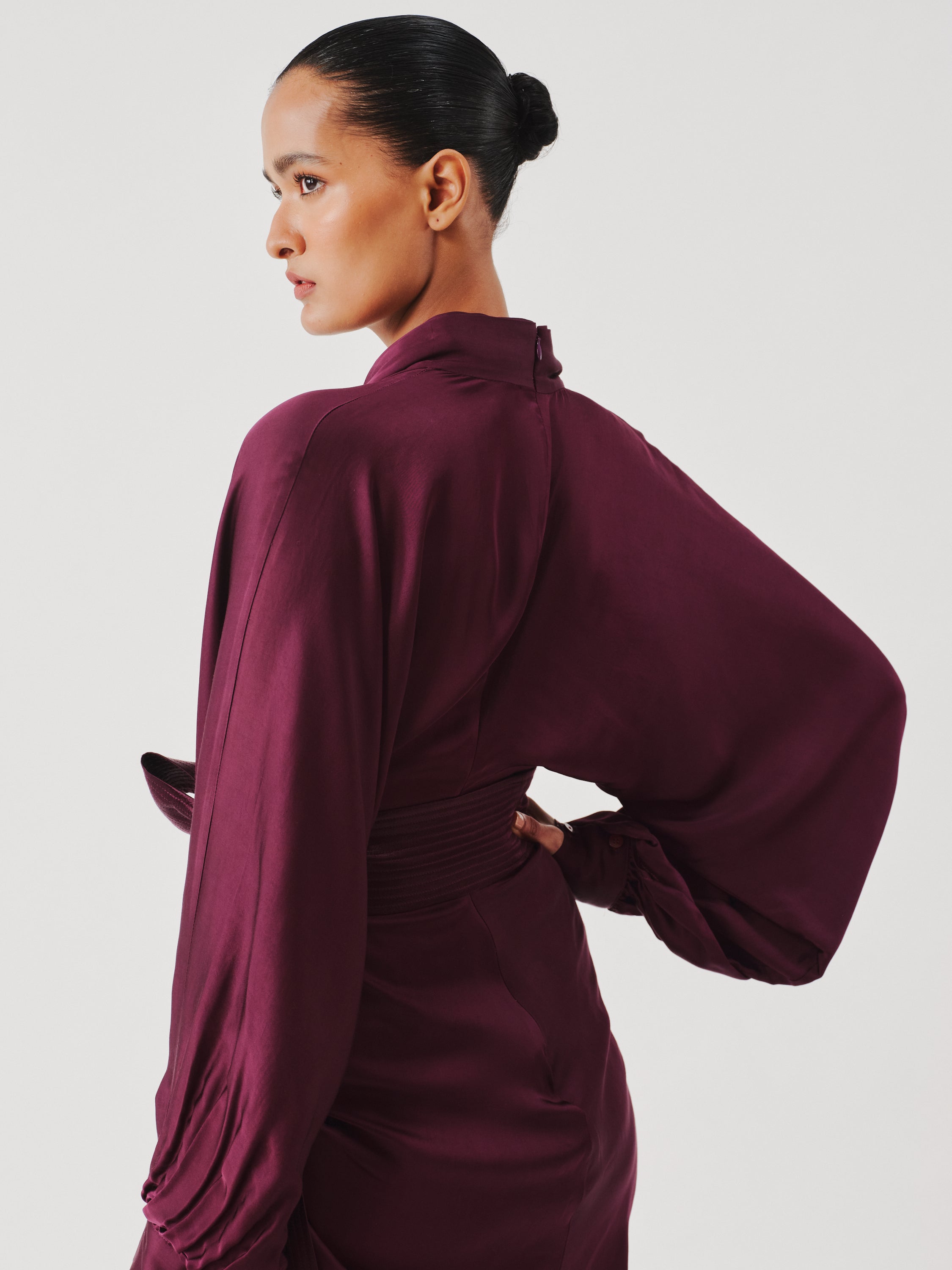 Burgundy Draped Dress