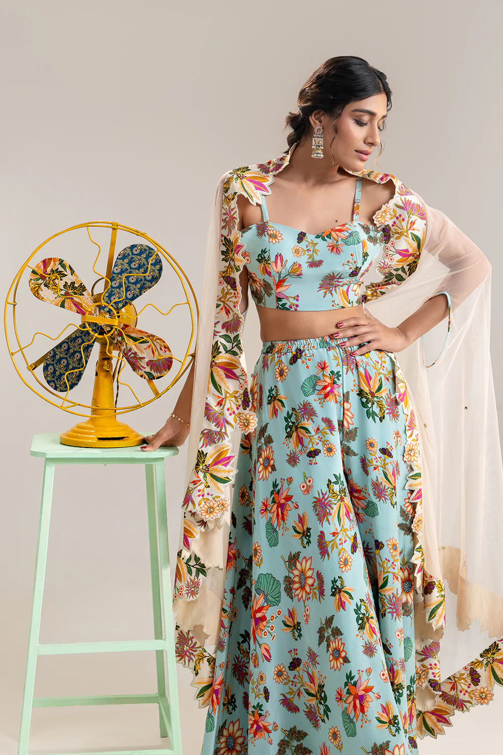 Aarani Embroidered Palazzo Set With Cape