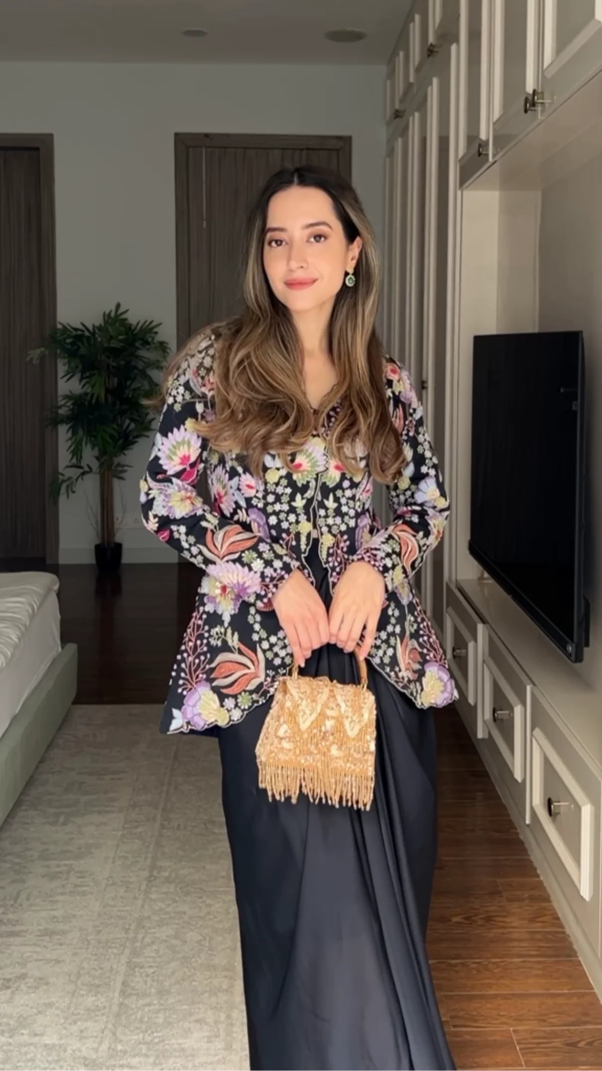 Komal Kapoor in Naksh Midnight Blue Embroidered Jacket Set