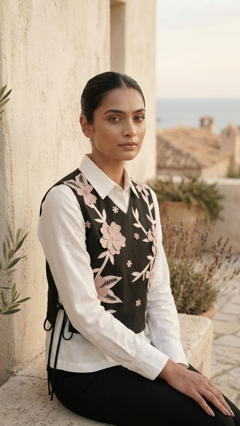Iva short cape, shirt and straight pants
