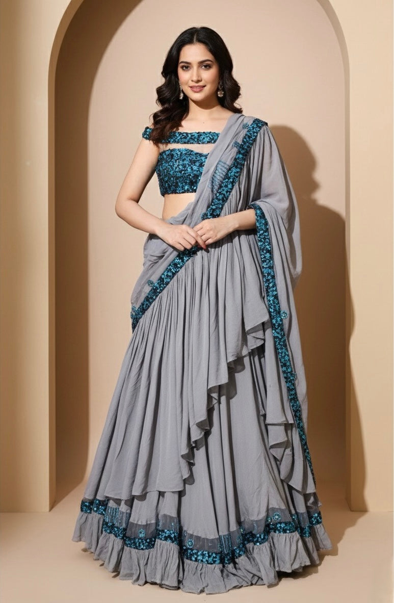 CLEARANCE SALE | STARRY NIGHT LEHENGA SAREE SET