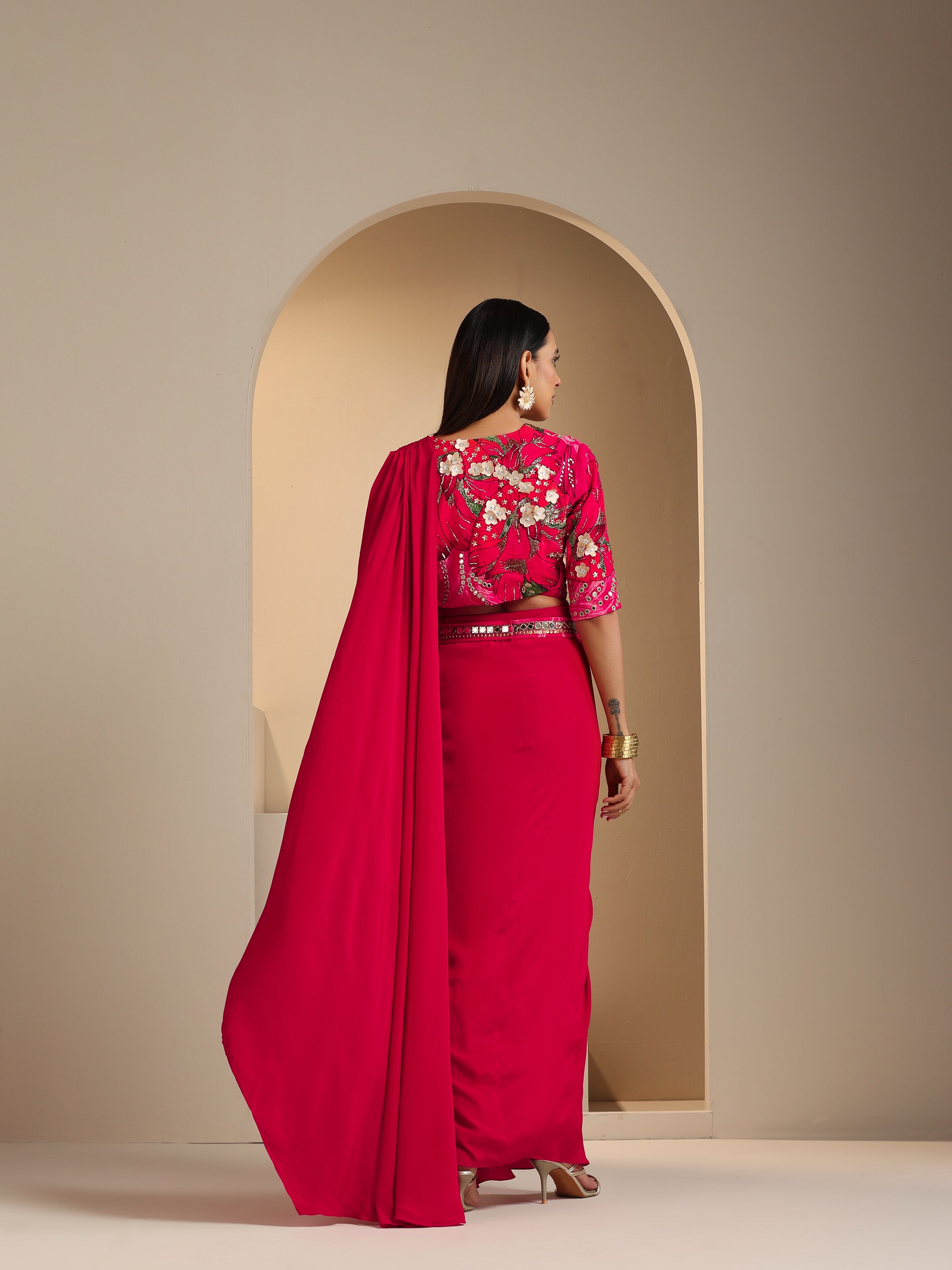 Naqsh Pre Draped Saree Set