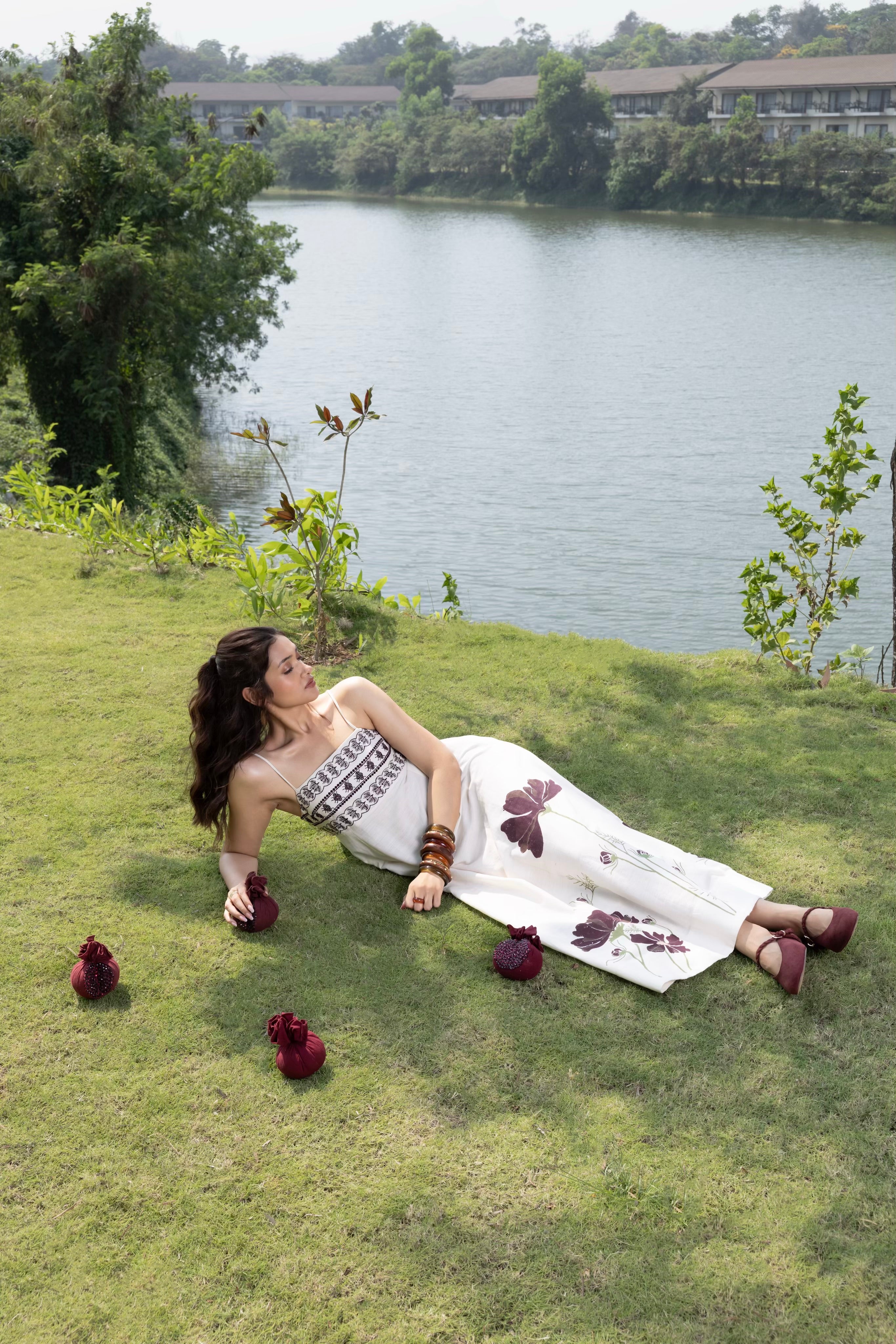 Embriodered Maxi Dress with back tie up