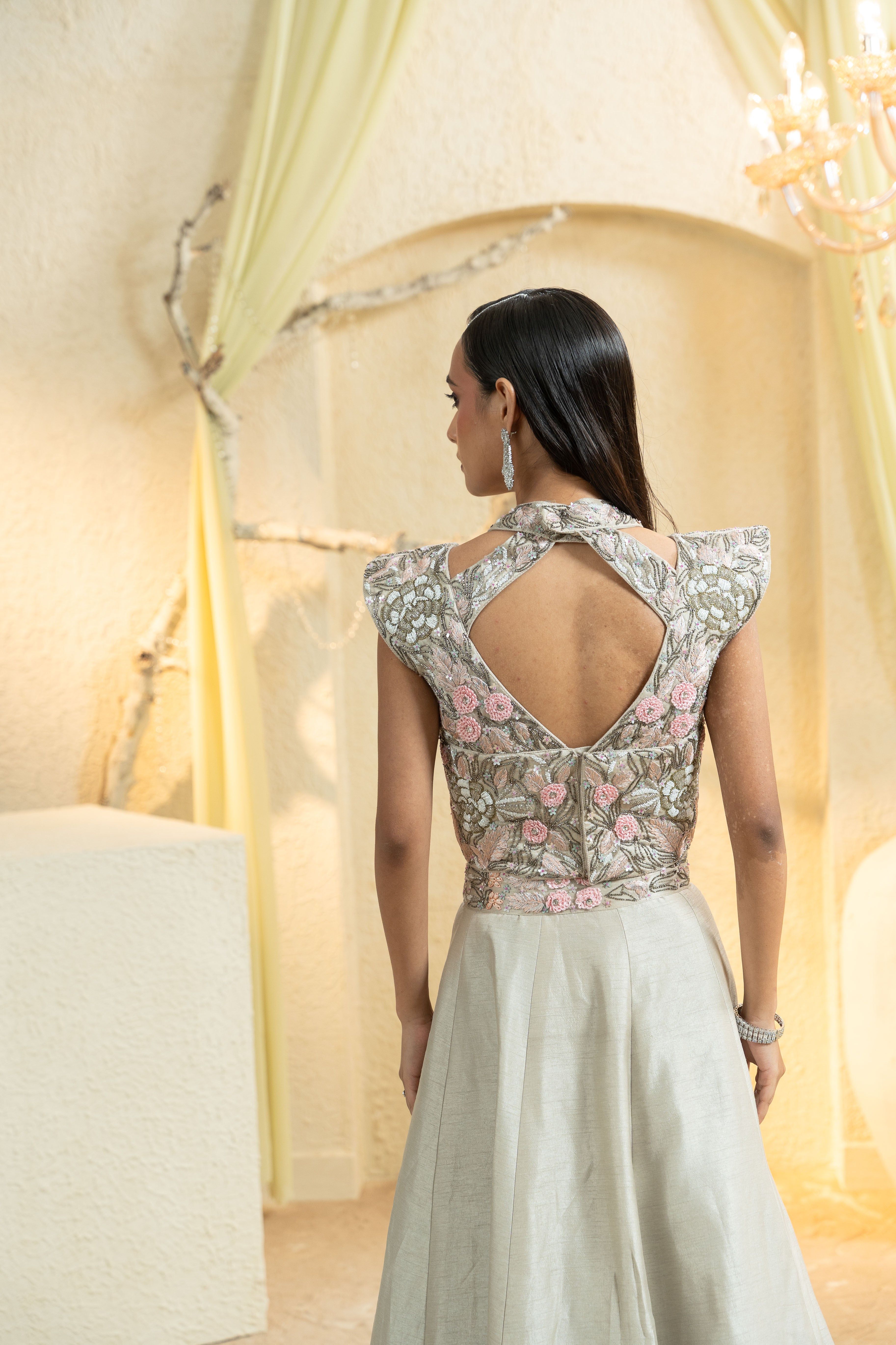 Ivory Mist Hand-Embroidered Lehenga