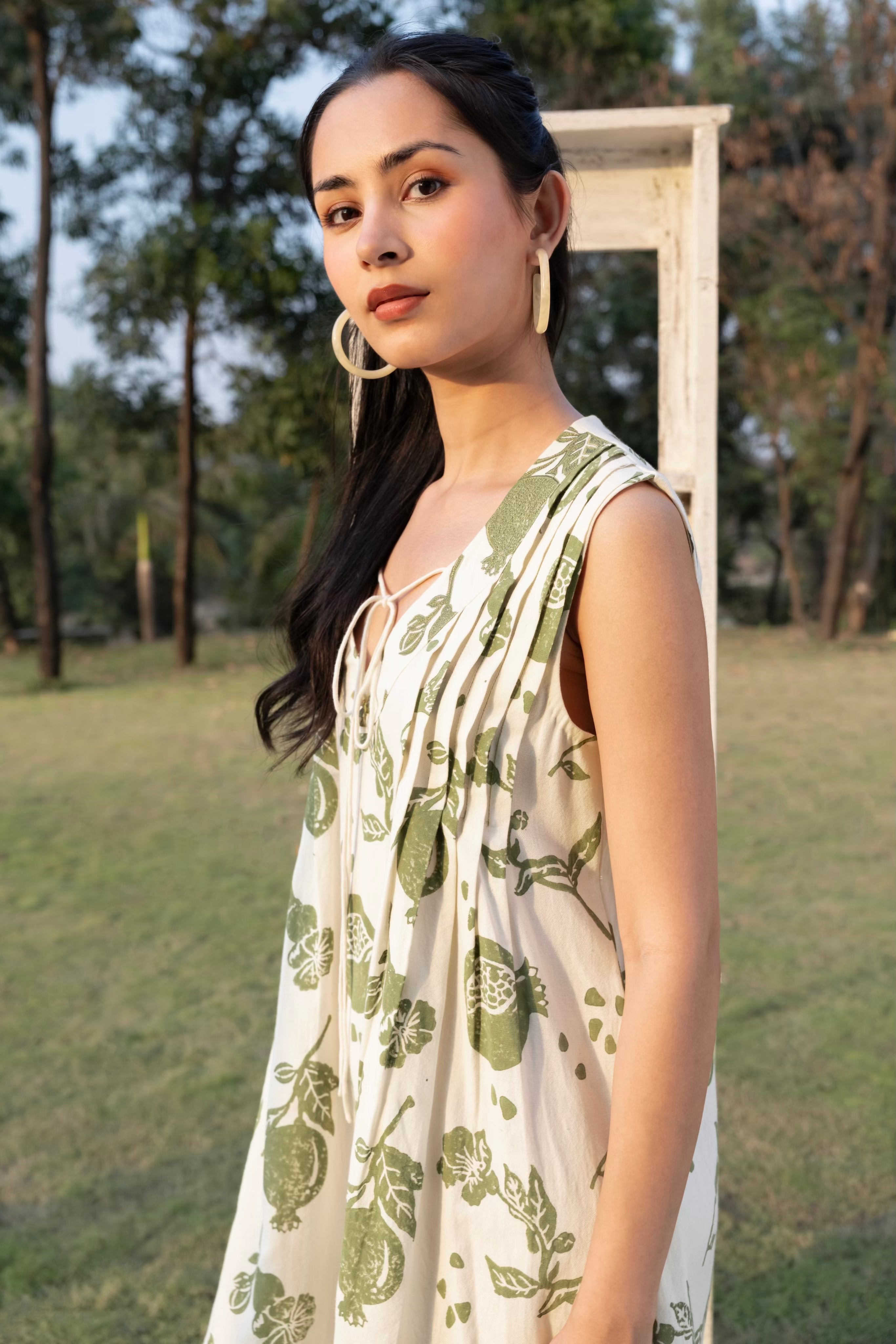 Front Pleated A line short Dress