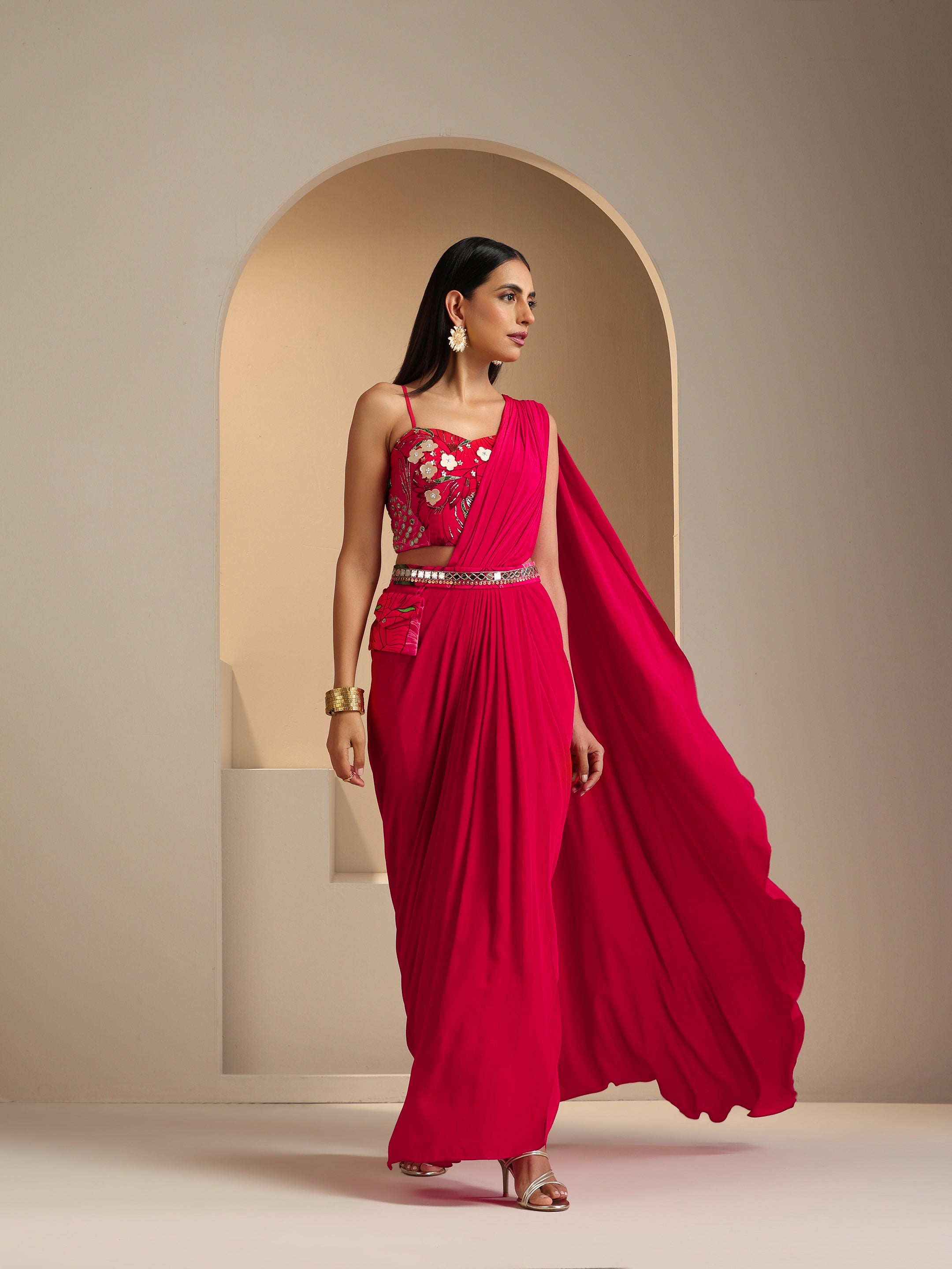 Naqsh Pre Draped Saree Set