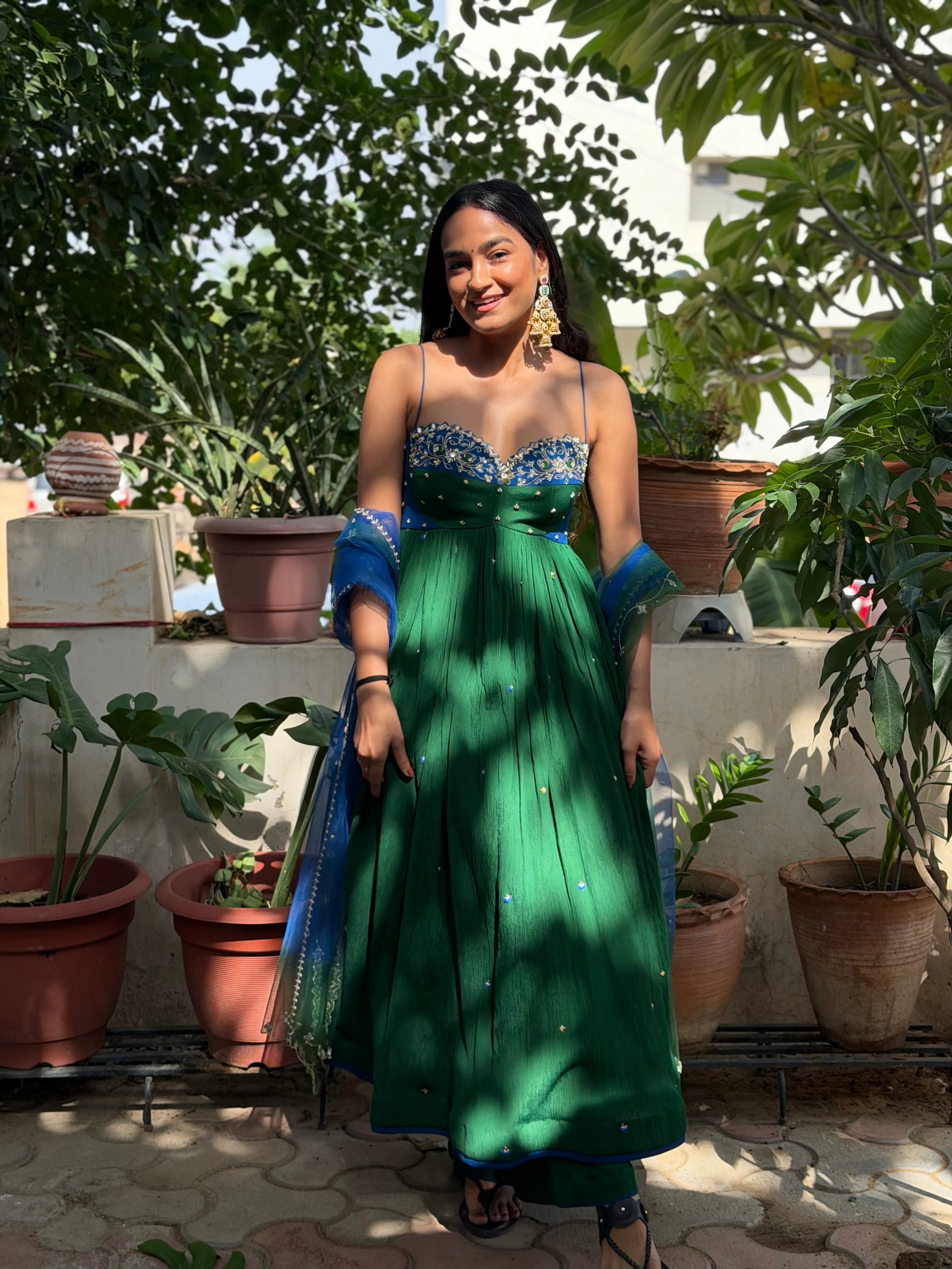 Morni Crinkle Silk Anarkali