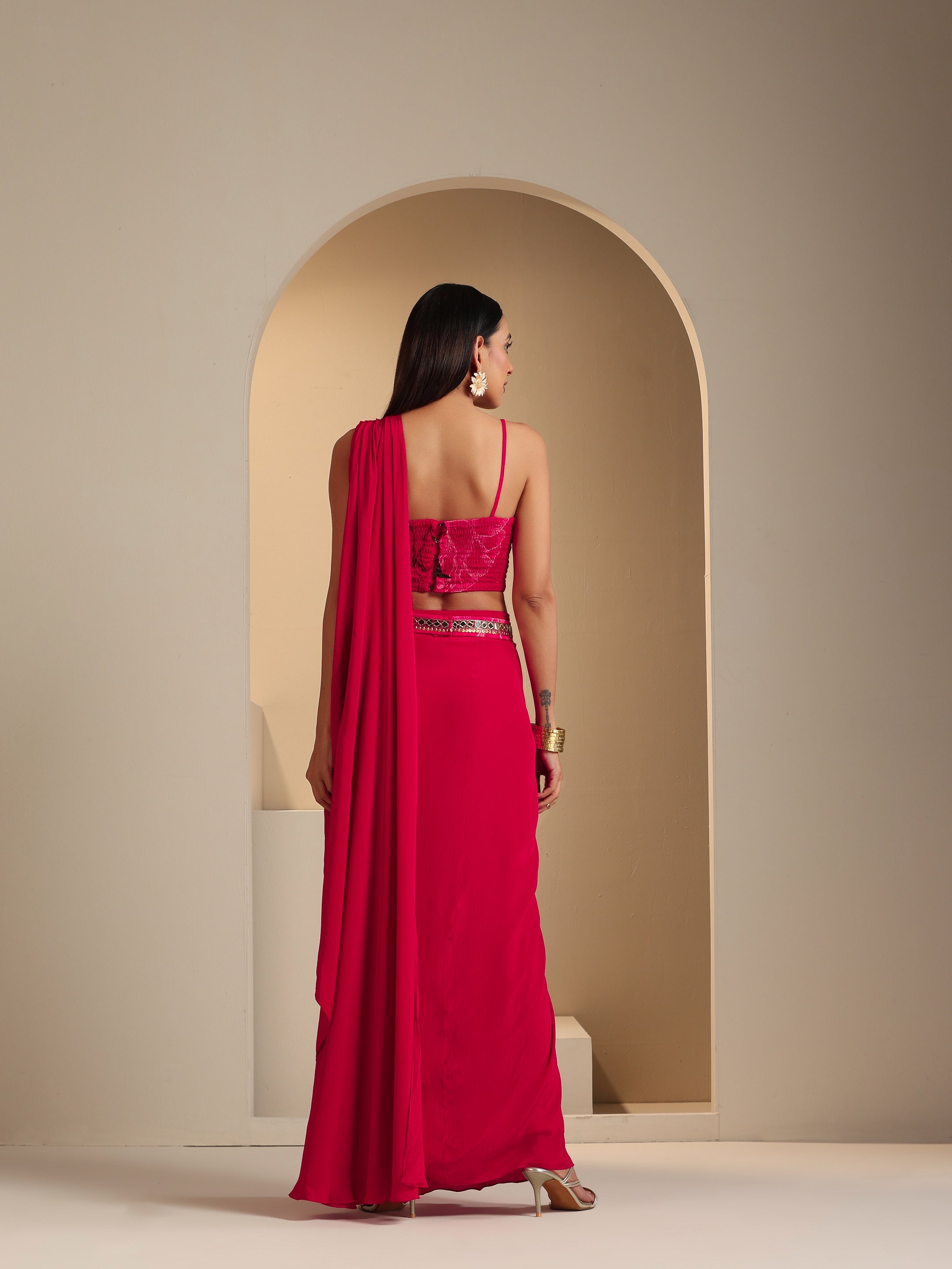 Naqsh Pre Draped Saree Set