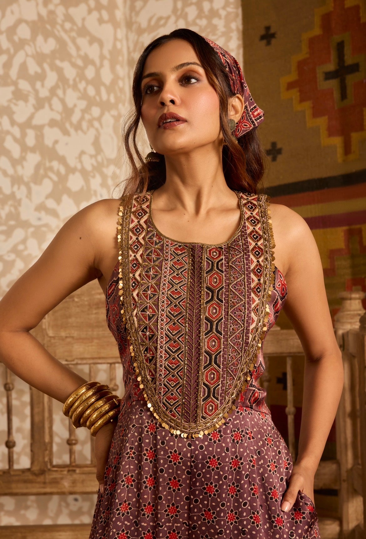 Ajrakh Wide-Leg Jumpsuit