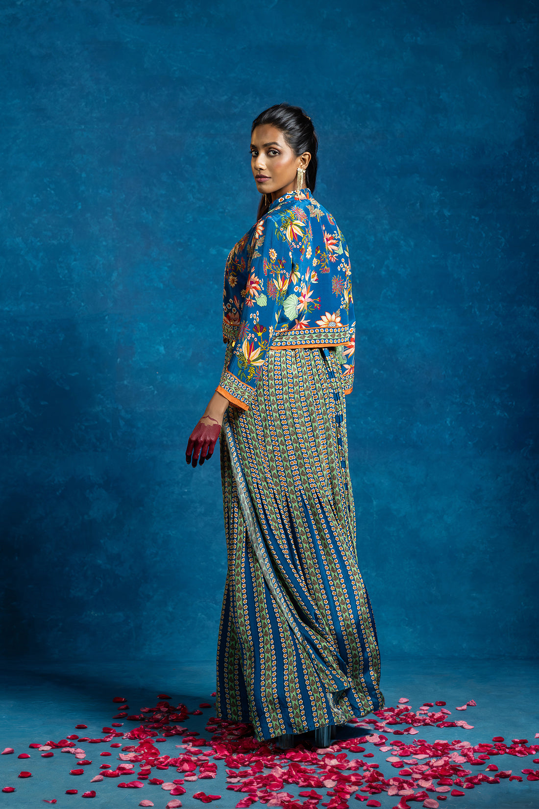 AARANI BLUE EMBELLISHED JUMPSUIT SET