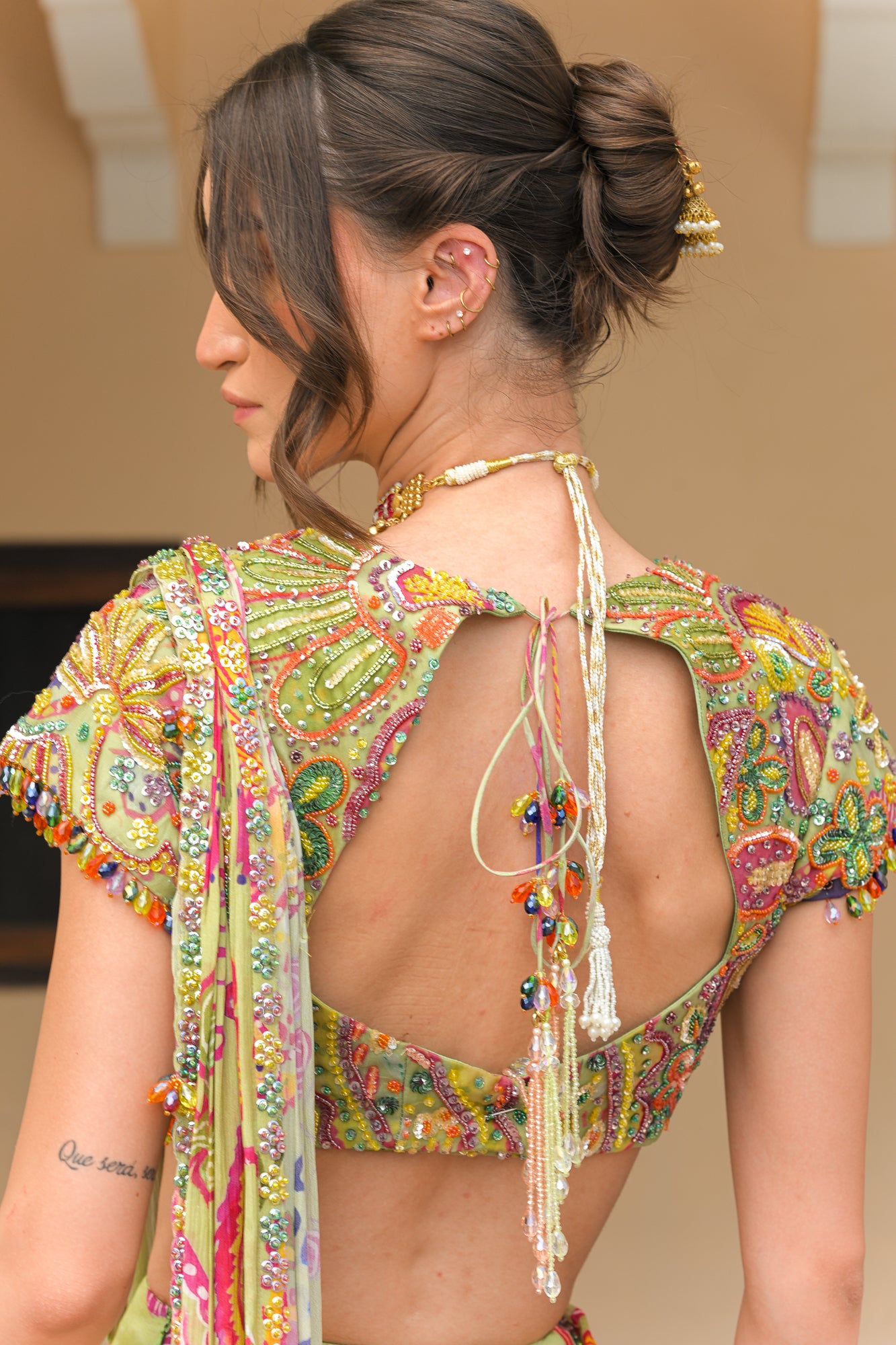 Olive Bloom Prestitched Highlight Saree with Highlight Blouse