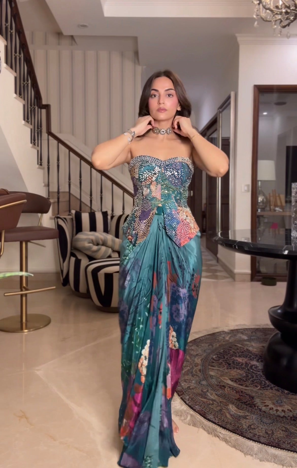 Mystic Corset with Drape Skirt Set