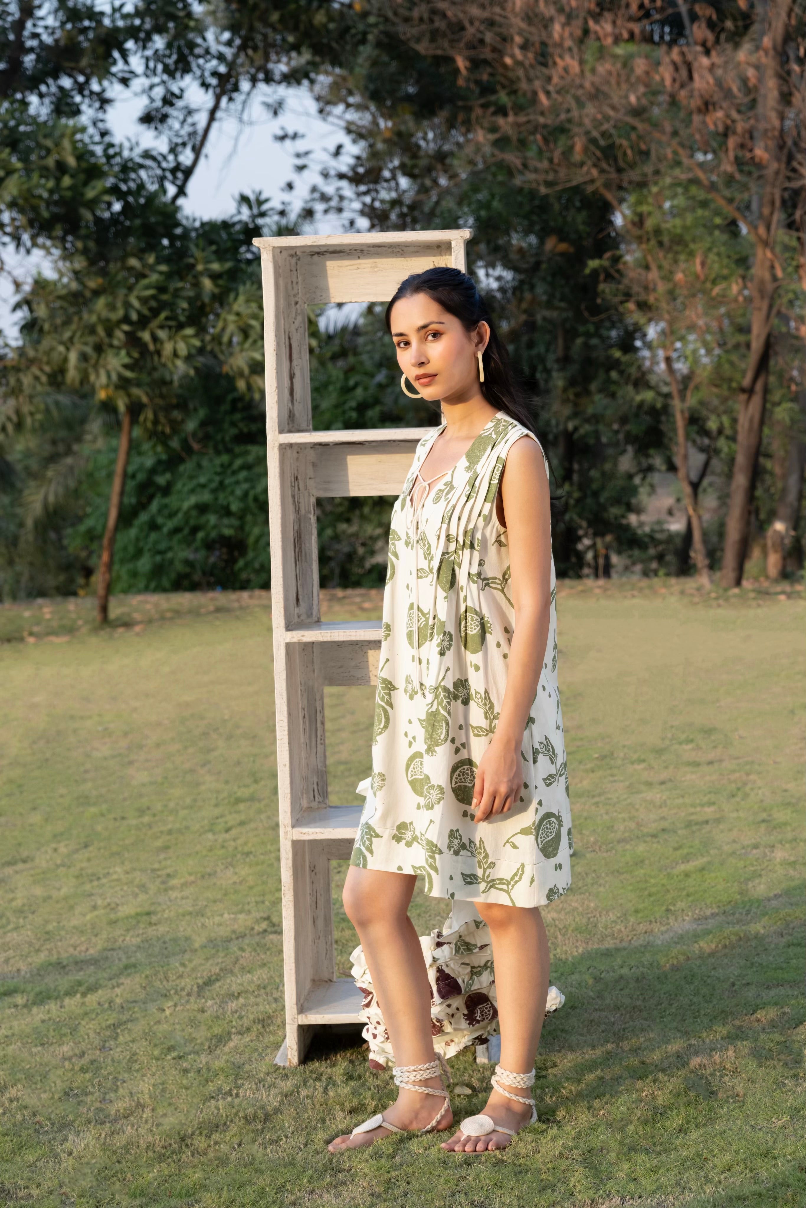Front Pleated A line short Dress