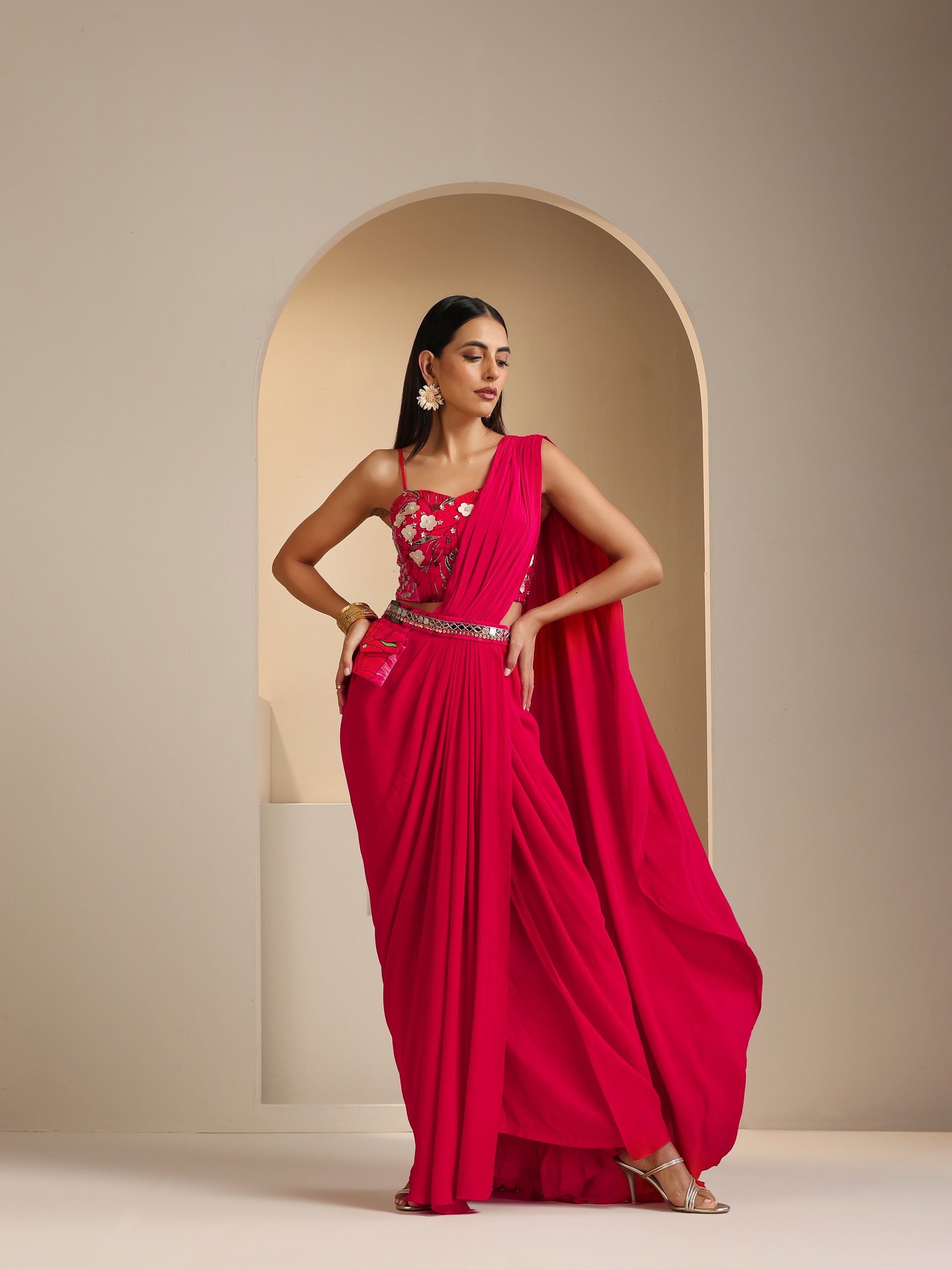 Naqsh Pre Draped Saree Set