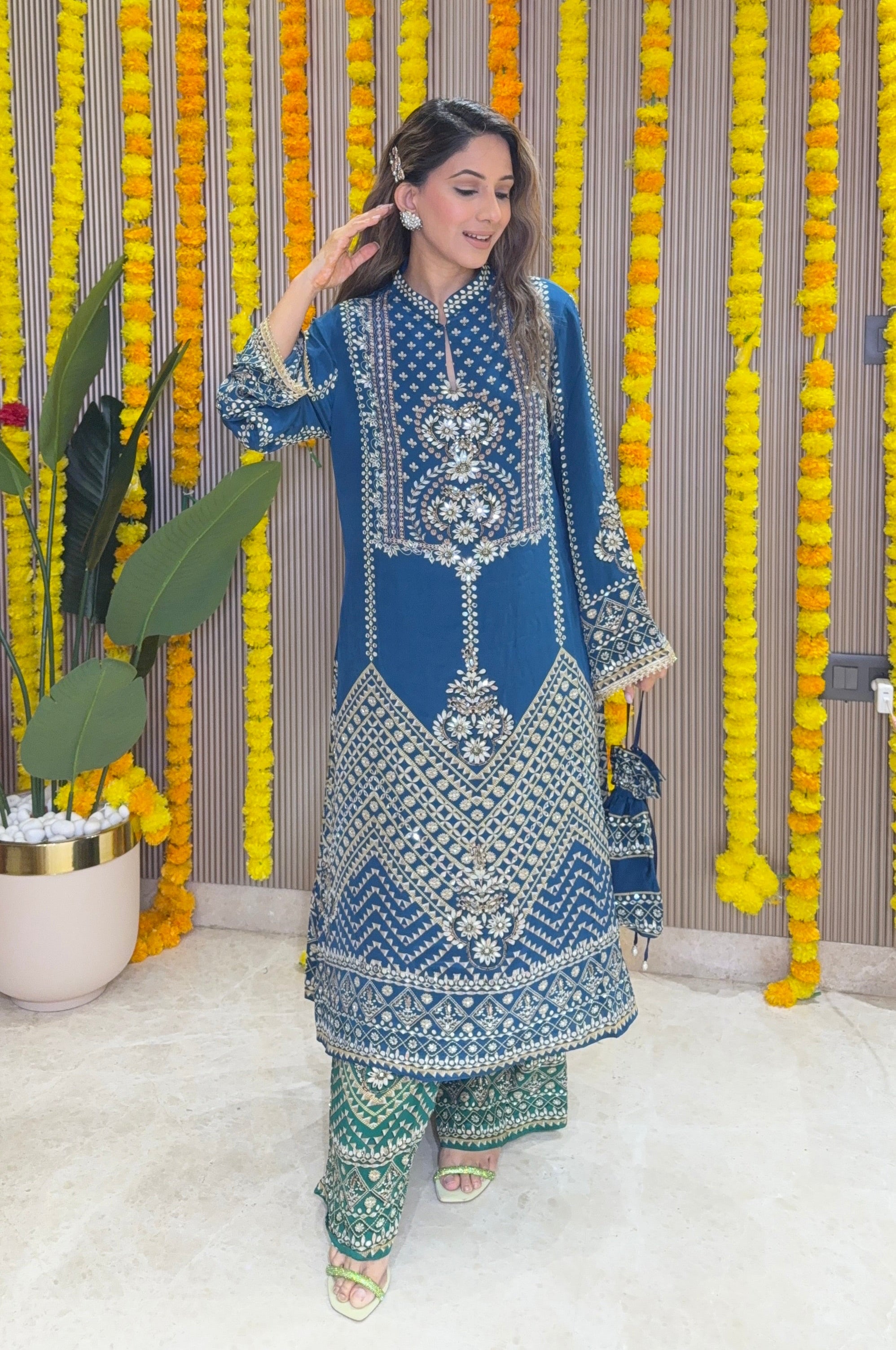 Son Chidhaiya Blue-Teal Kurta Set