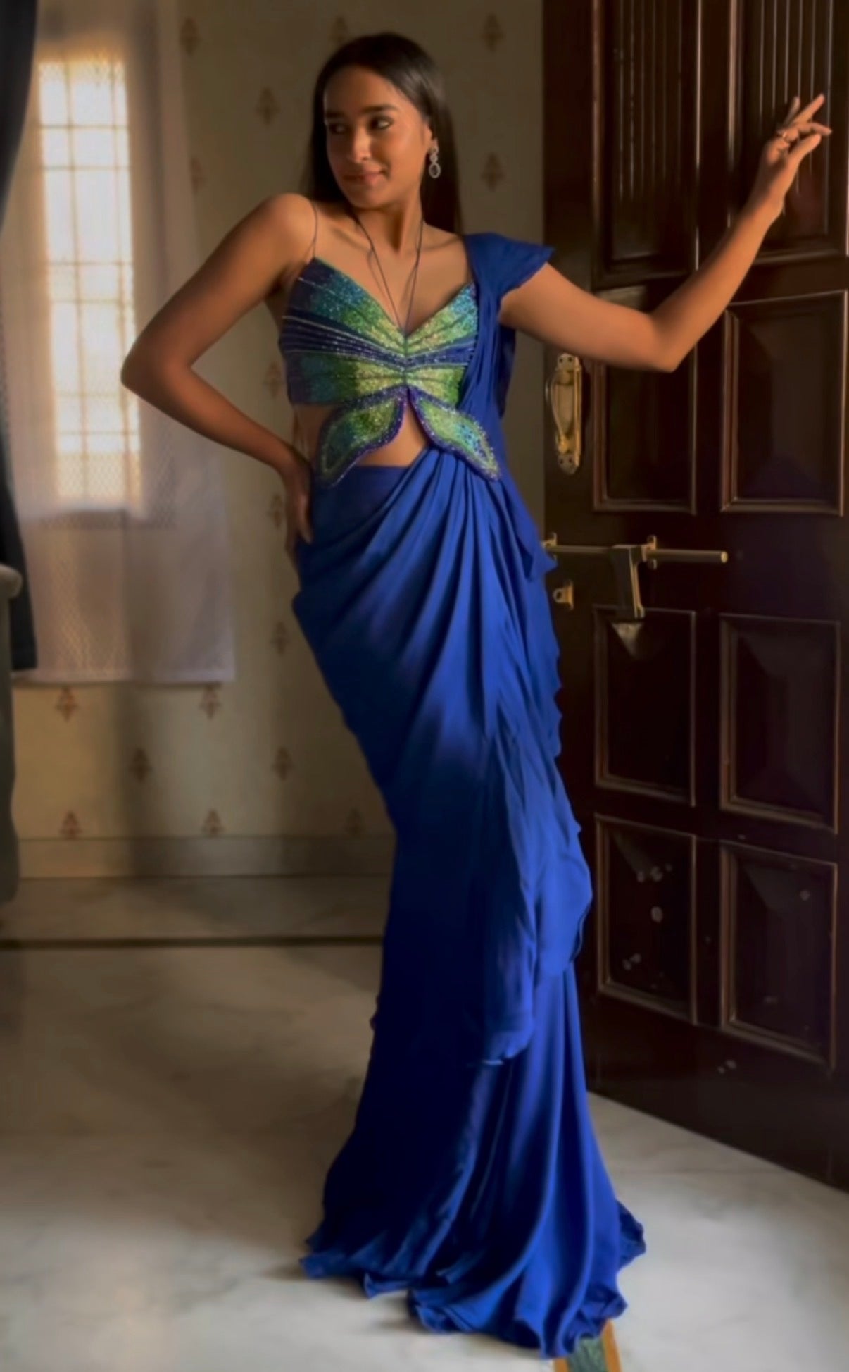 The Butterfly Pre Draped Saree Set
