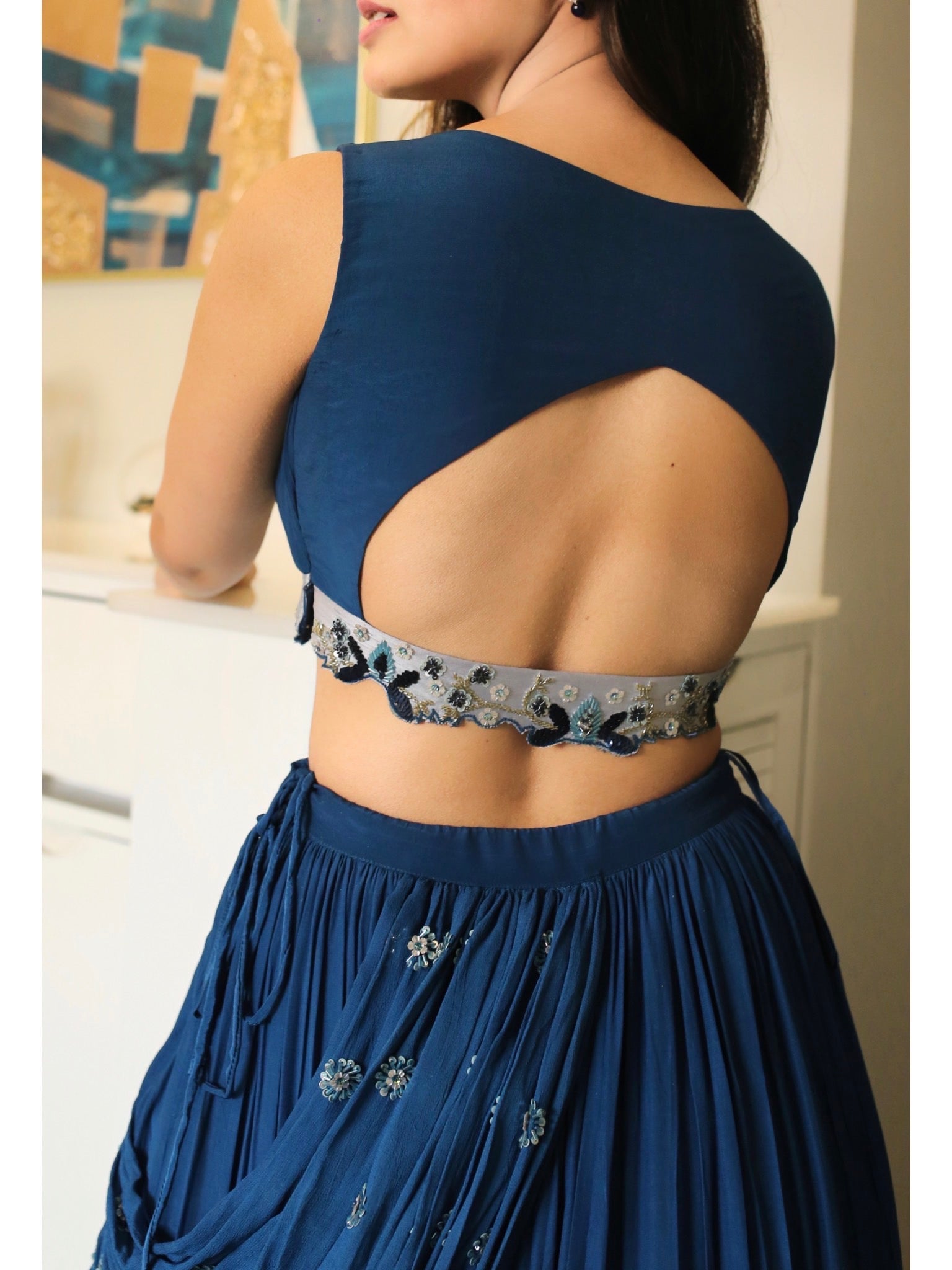 CLEARANCE SALE | ROYAL BLUE ROSIEN LEHENGA SET
