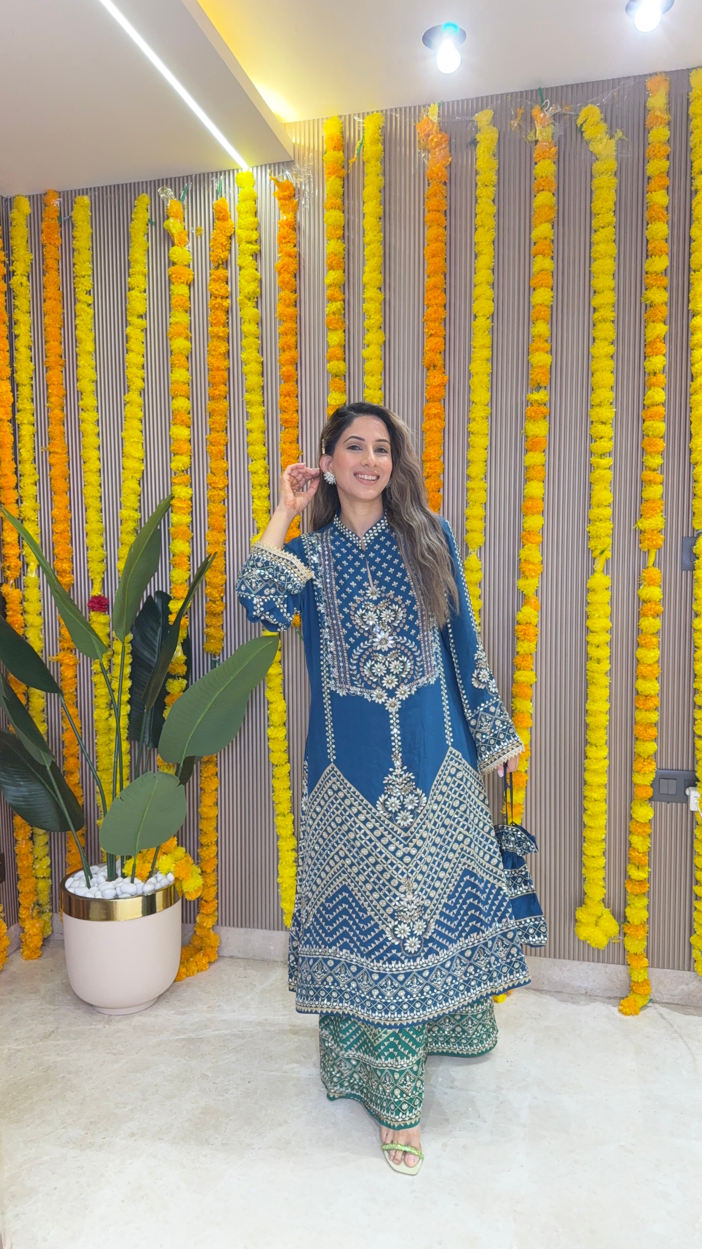 Son Chidhaiya Blue-Teal Kurta Set