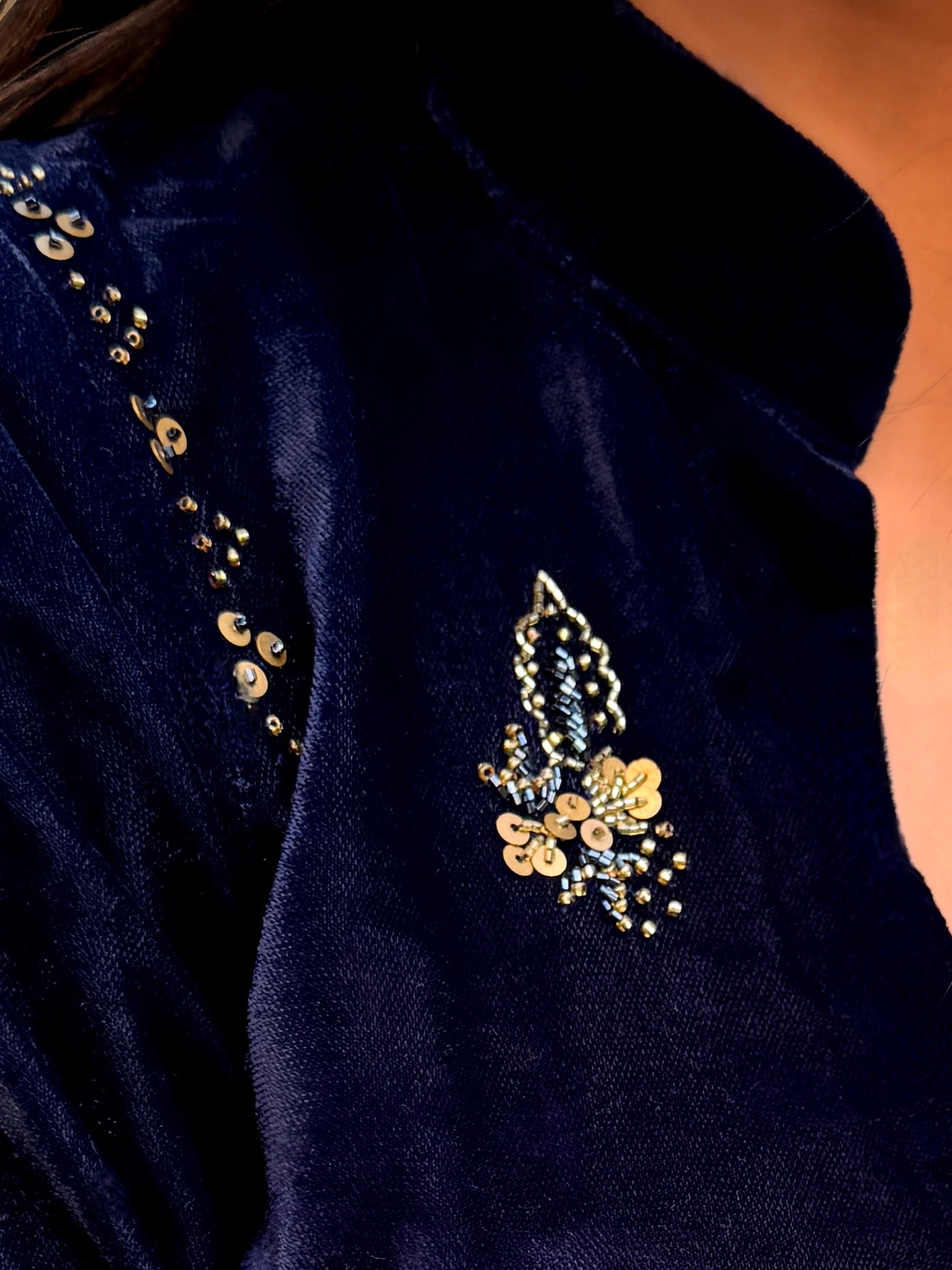 Shab Velvet Kurta with Brocade Pant Set