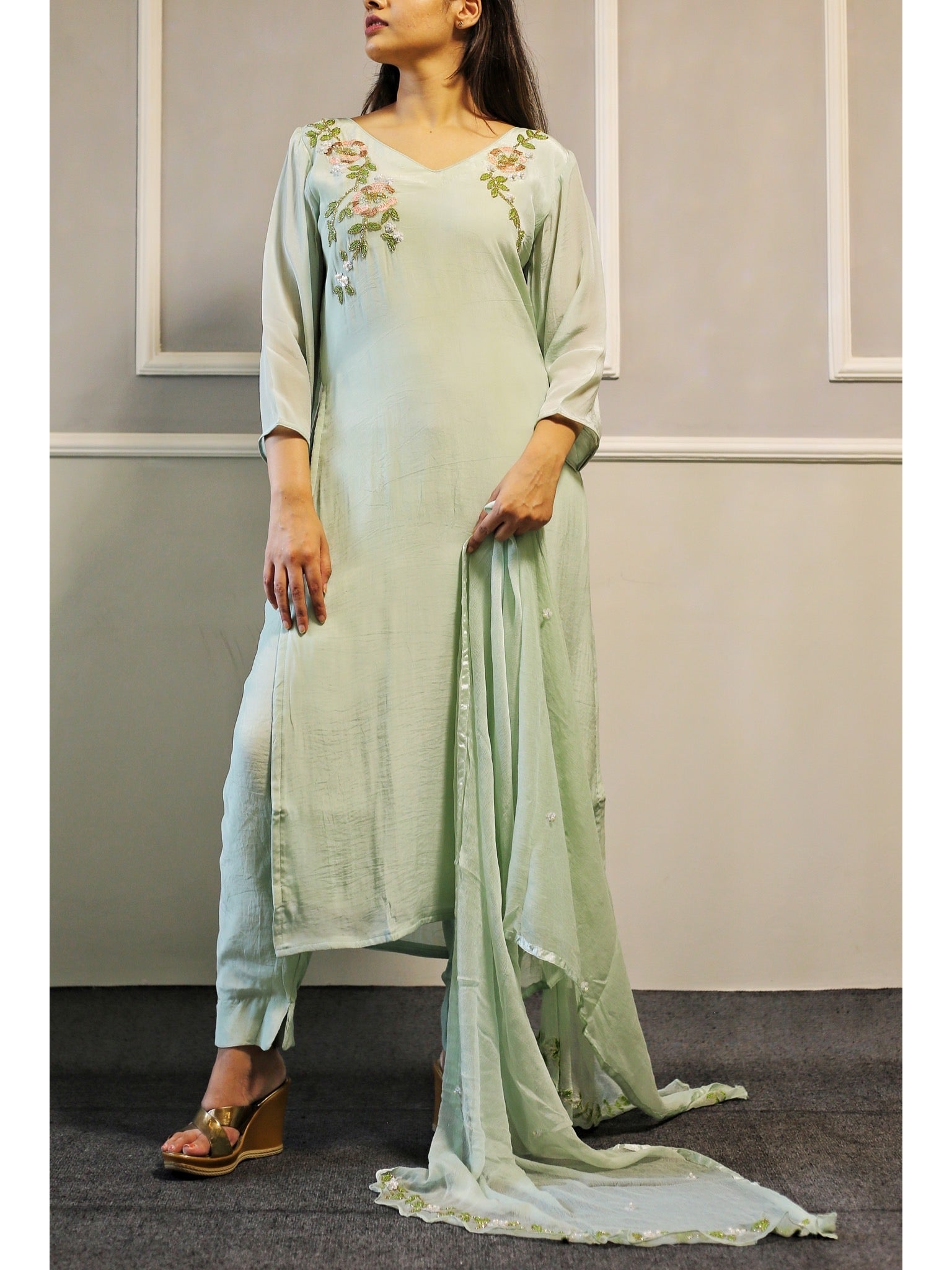 CLEARANCE SALE | MINT GREEN STRAIGHT KURTA SET