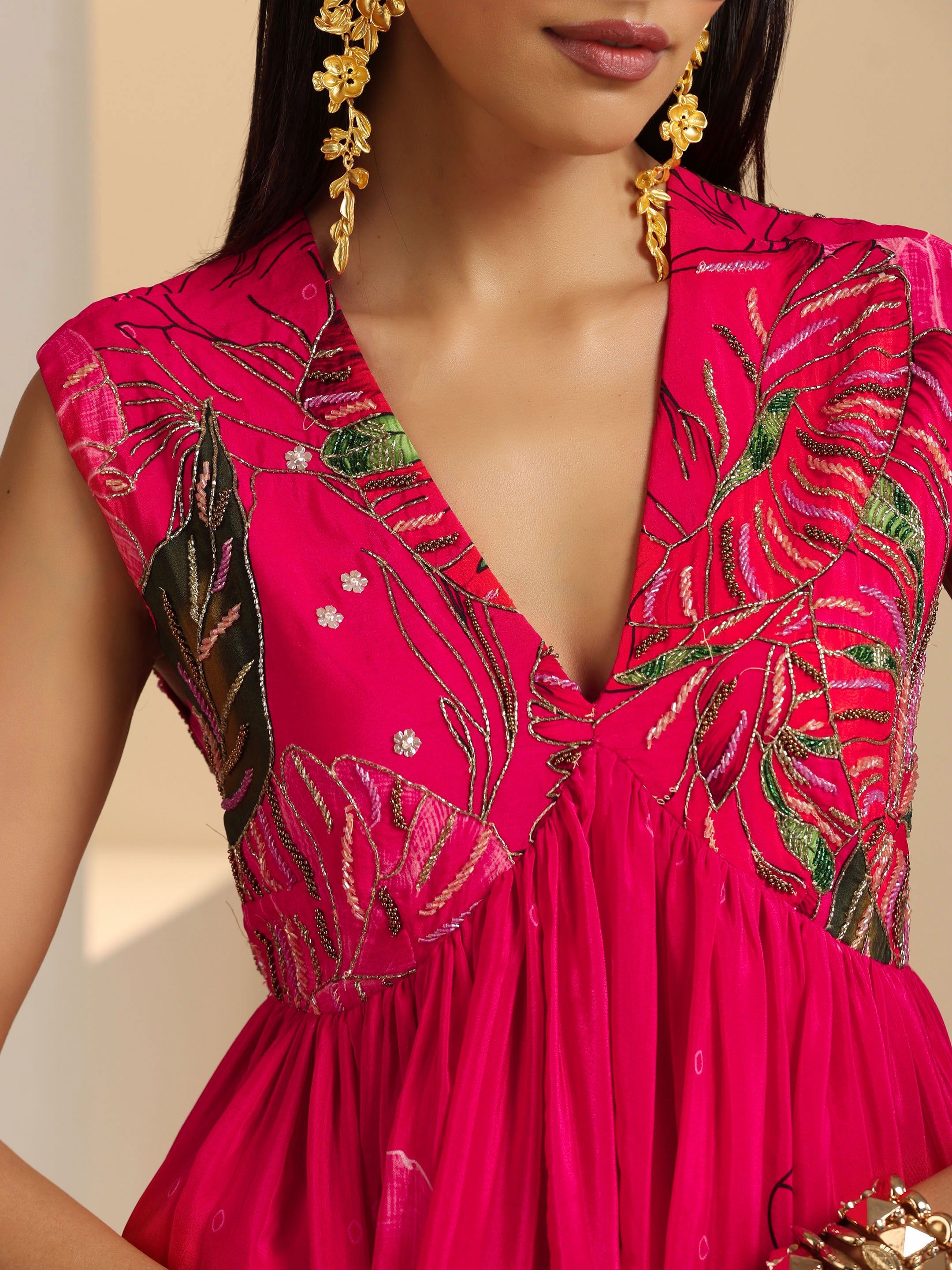 Nargis Embroidered Peplum Top with Sharara Set