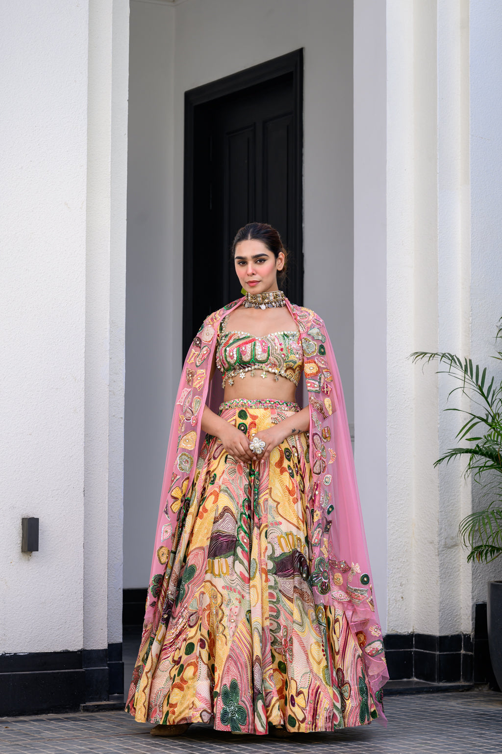 Flora Lehenga Paidawn Blouse And Applique Dupatt