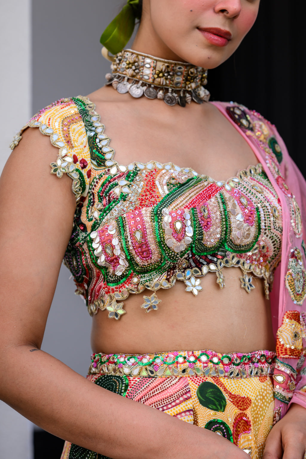 Flora Lehenga Paidawn Blouse And Applique Dupatt