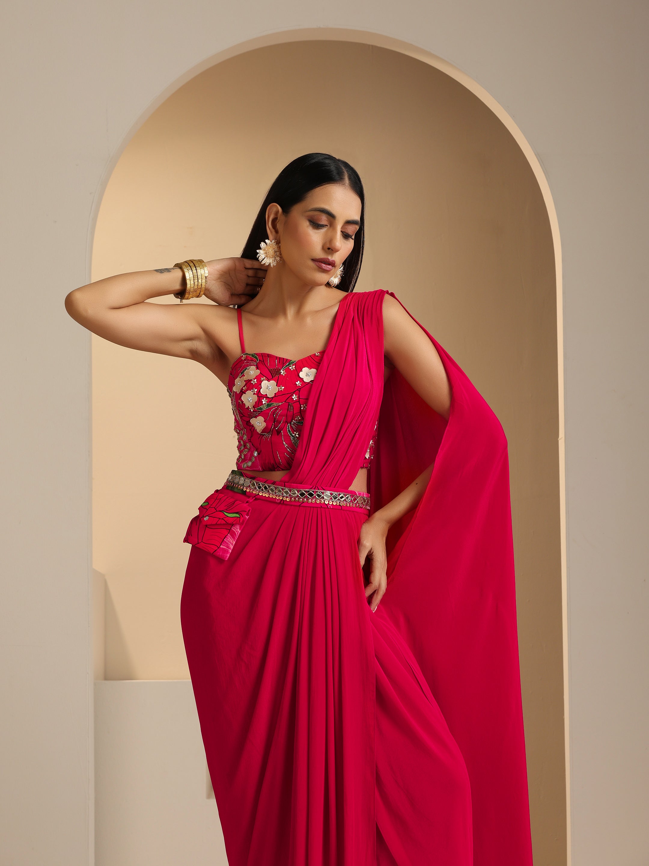 Naqsh Pre Draped Saree Set
