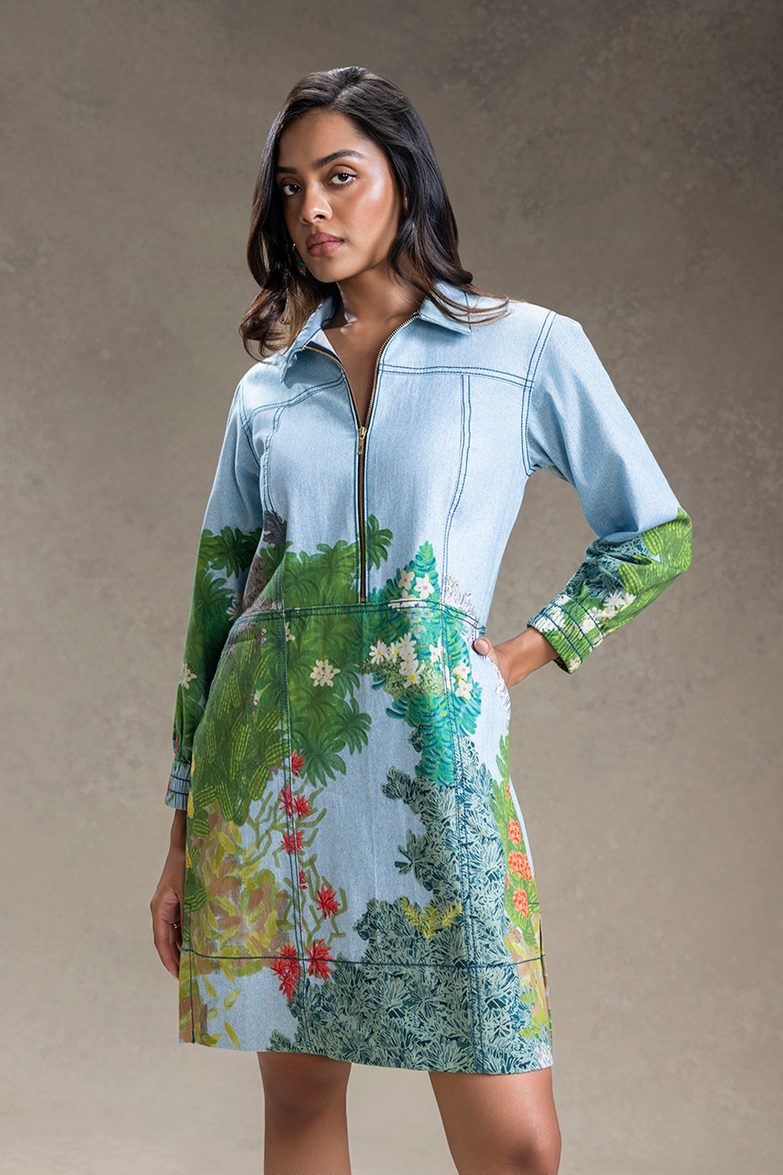BLUME PRINTED BOXY DRESS