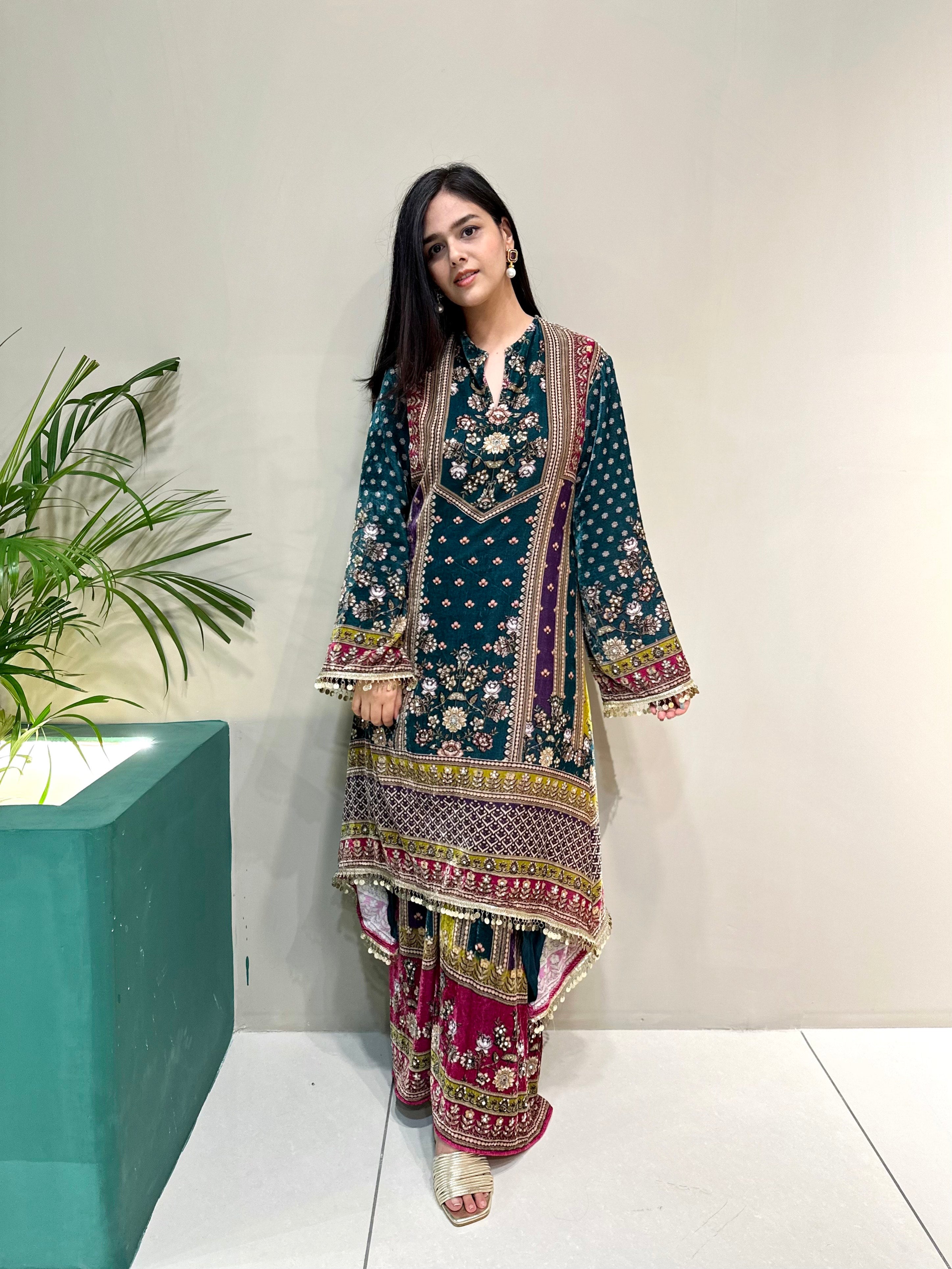 Mehr Velvet A line Kurta Set