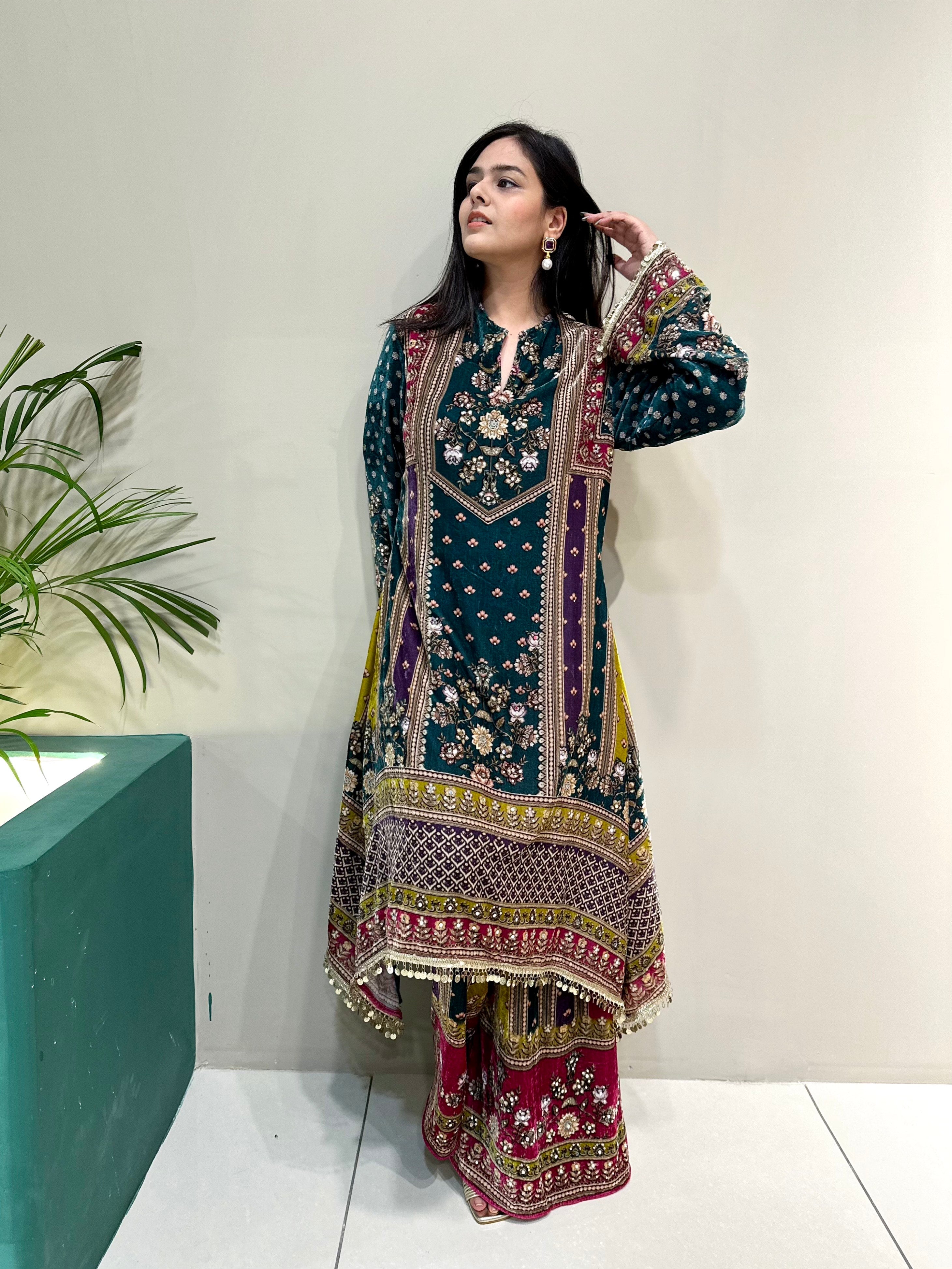 Mehr Velvet A line Kurta Set