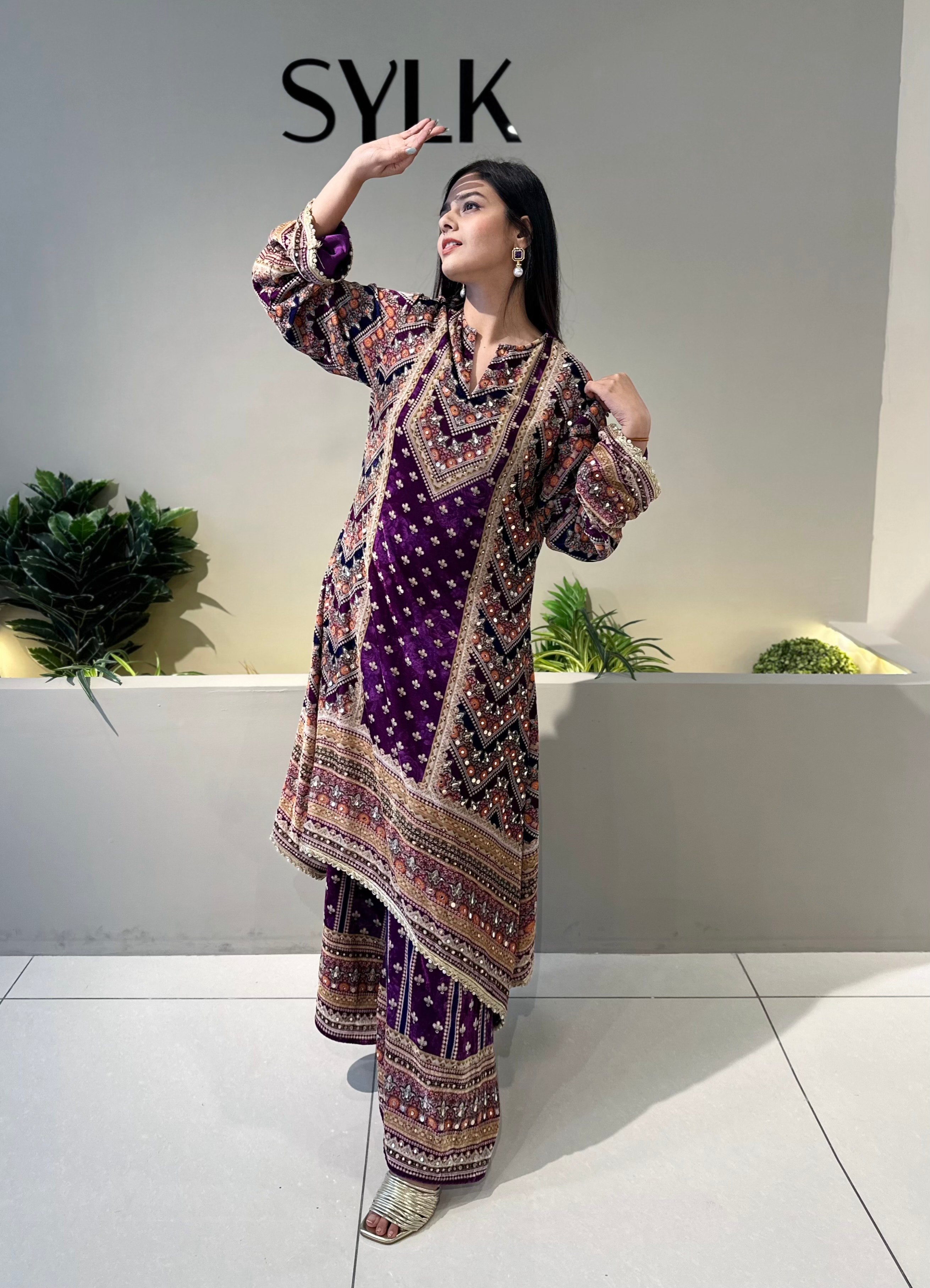 Noor Velvet A line Kurta Set