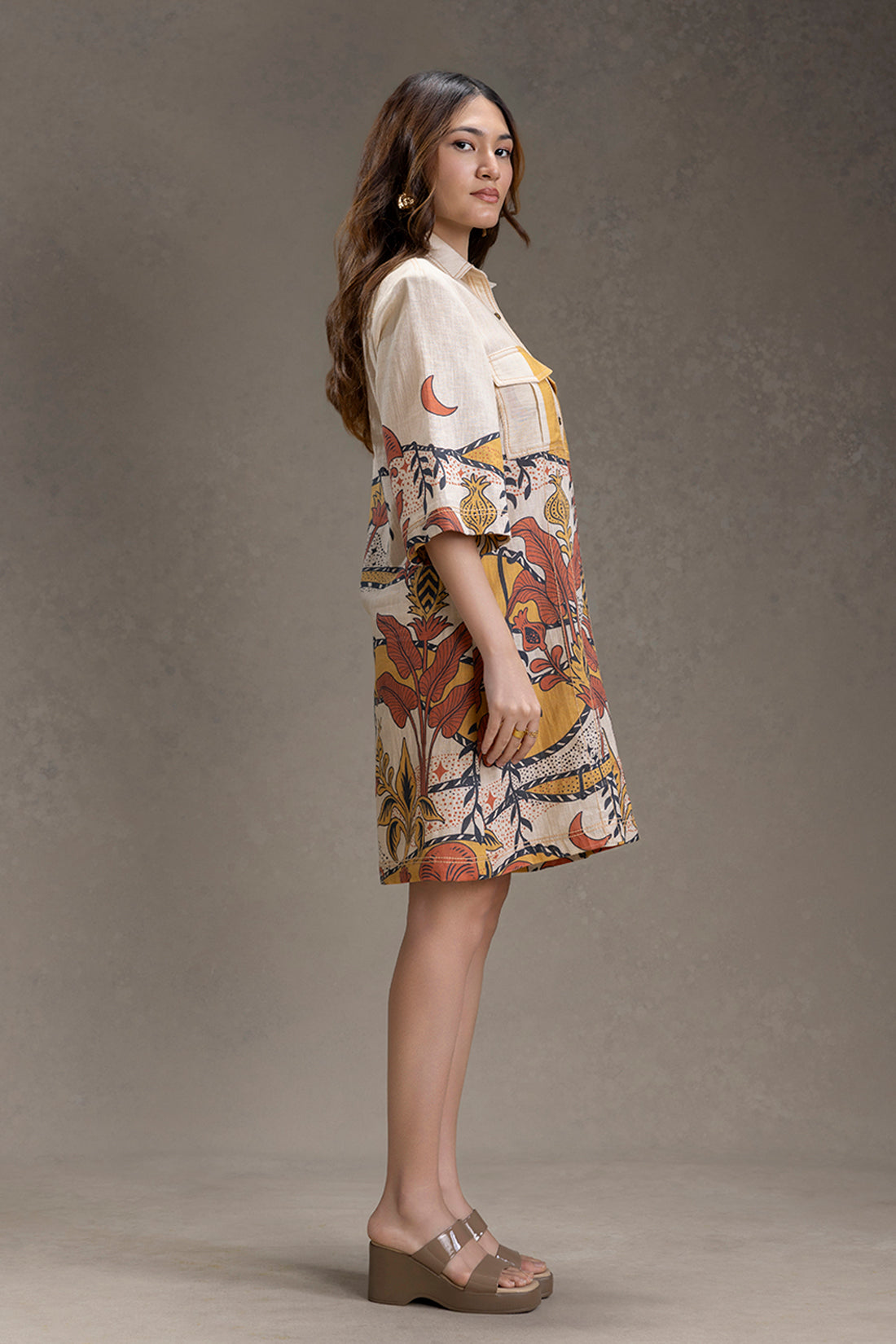 KYOMI PRINTED BOXY SHIRT DRESS