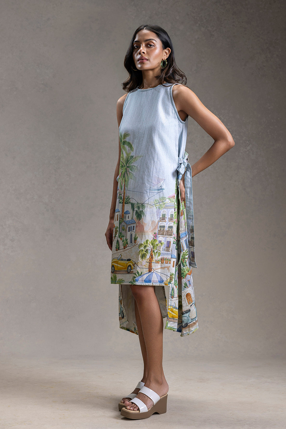 REVIERA PRINTED PANELED DRESS
