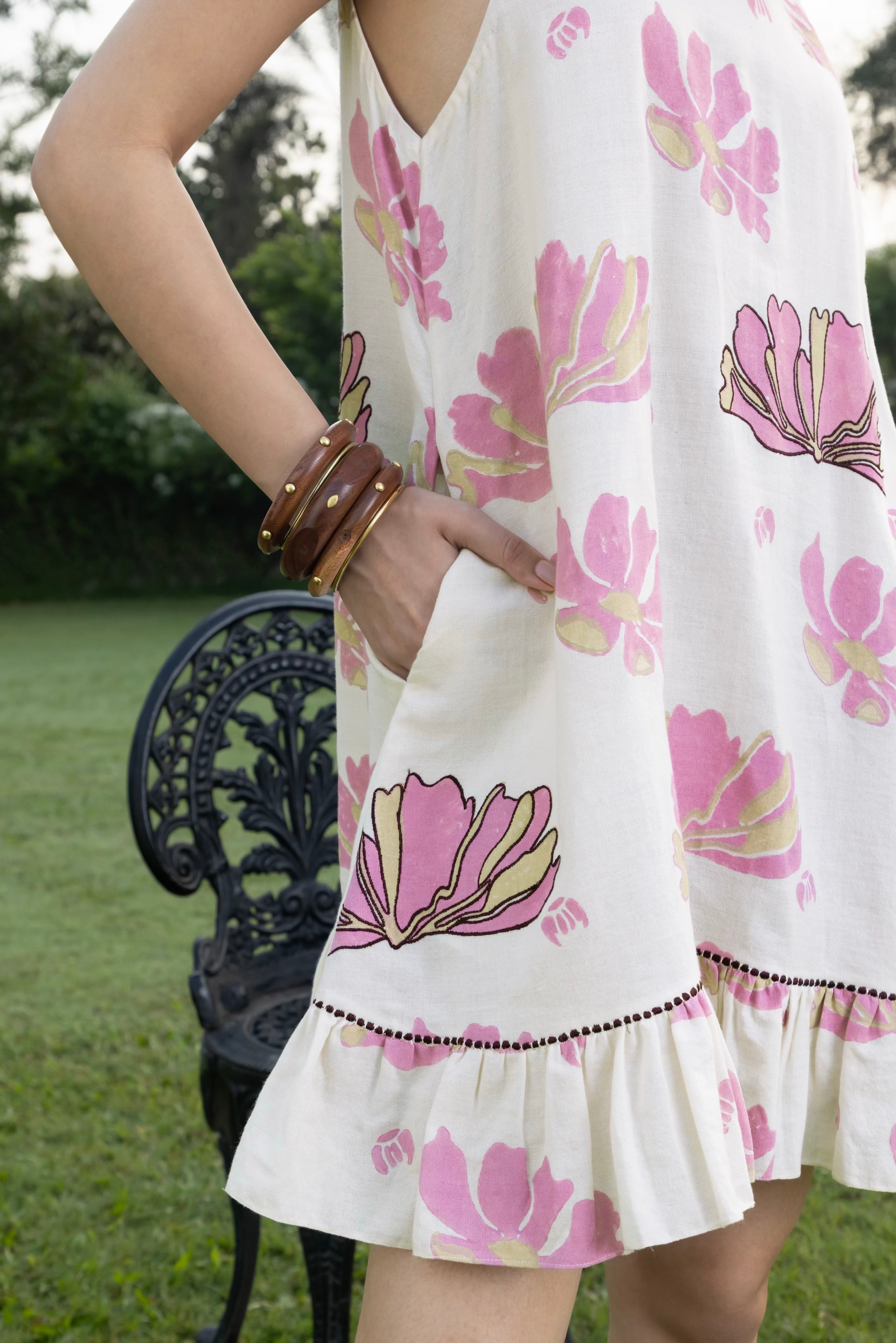 Short Dress with Back Tie-Up