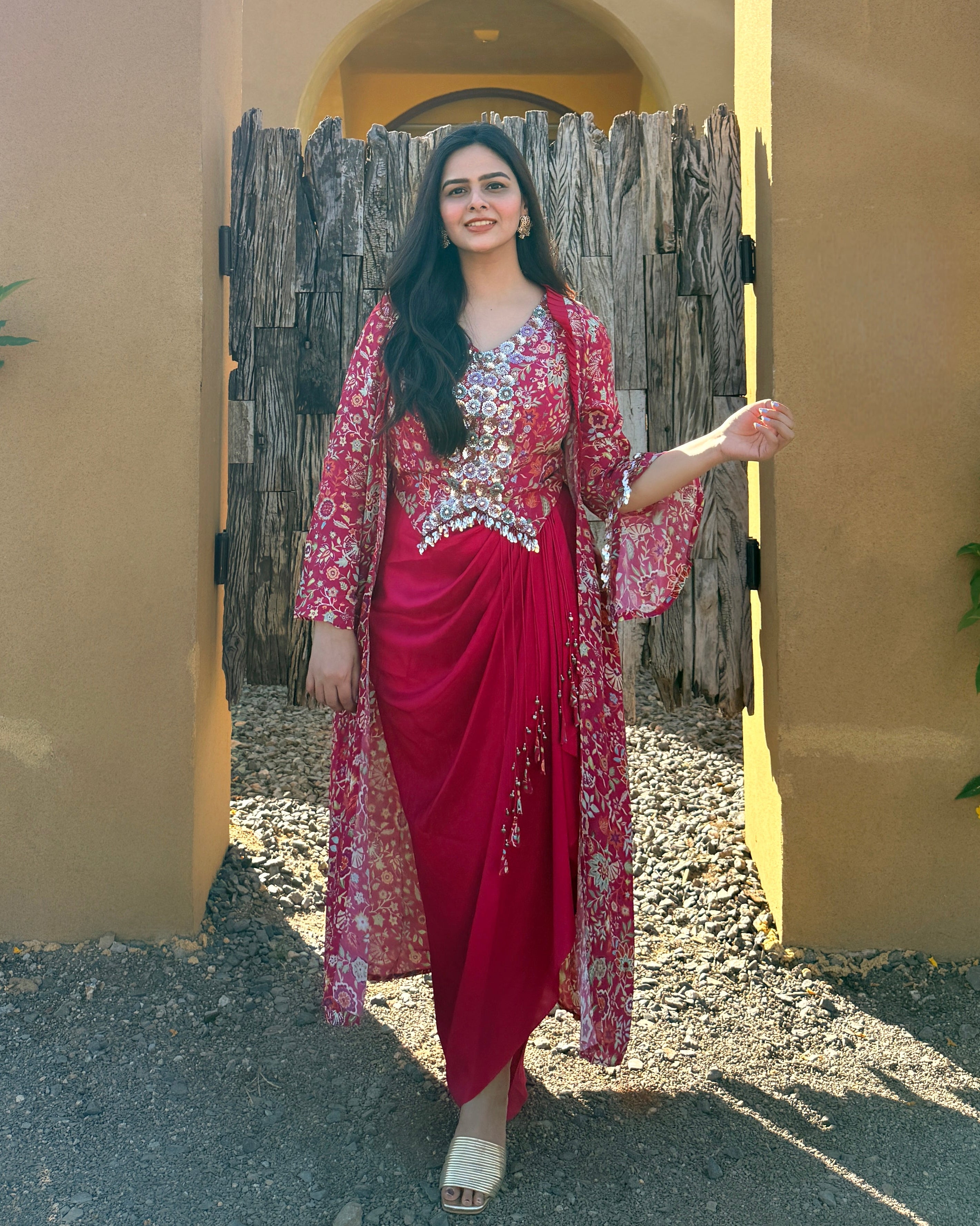 Gulabi Noor Drape Skirt Set