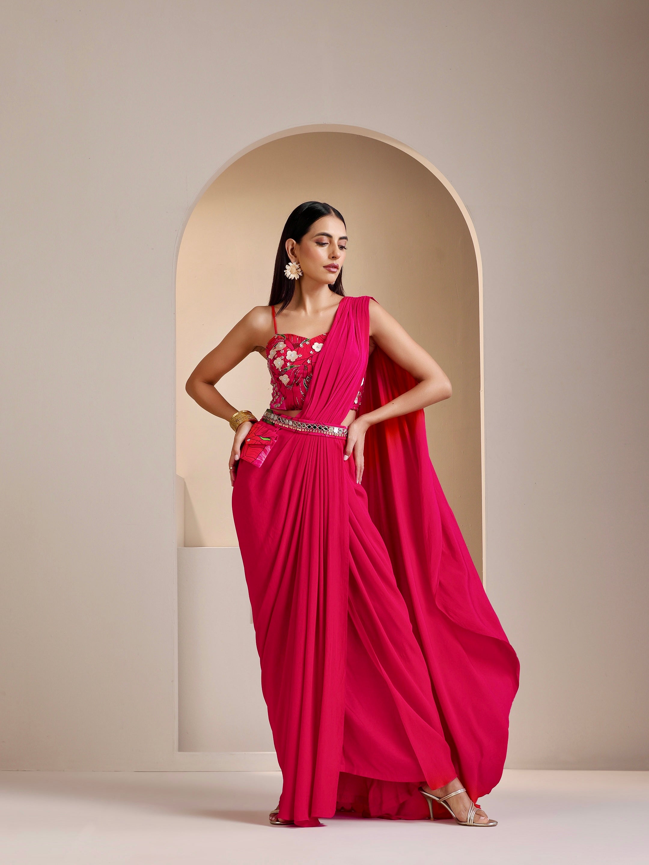 Naqsh Pre Draped Saree Set