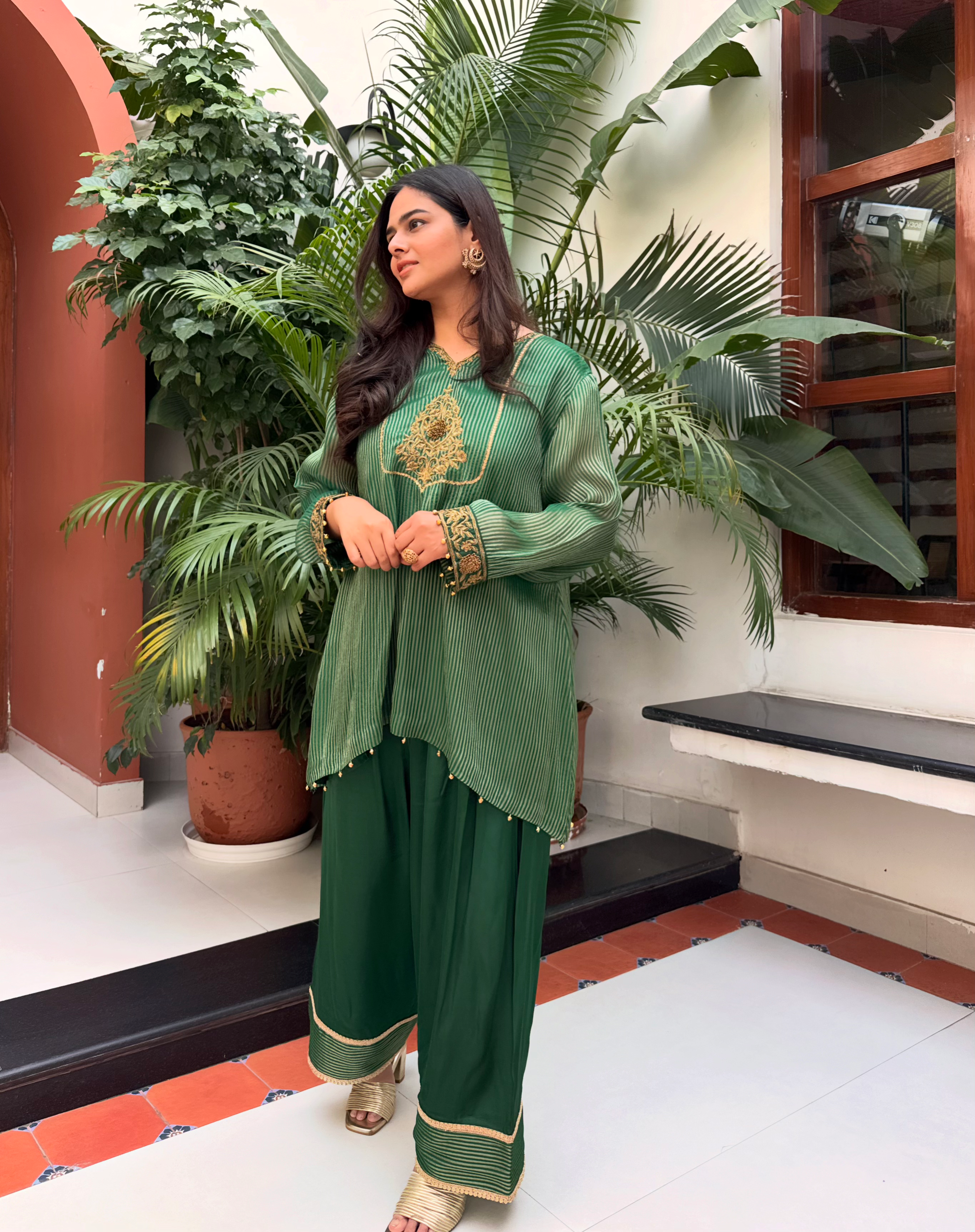 Aanchal Jain | Mehraab Green Farshi Set