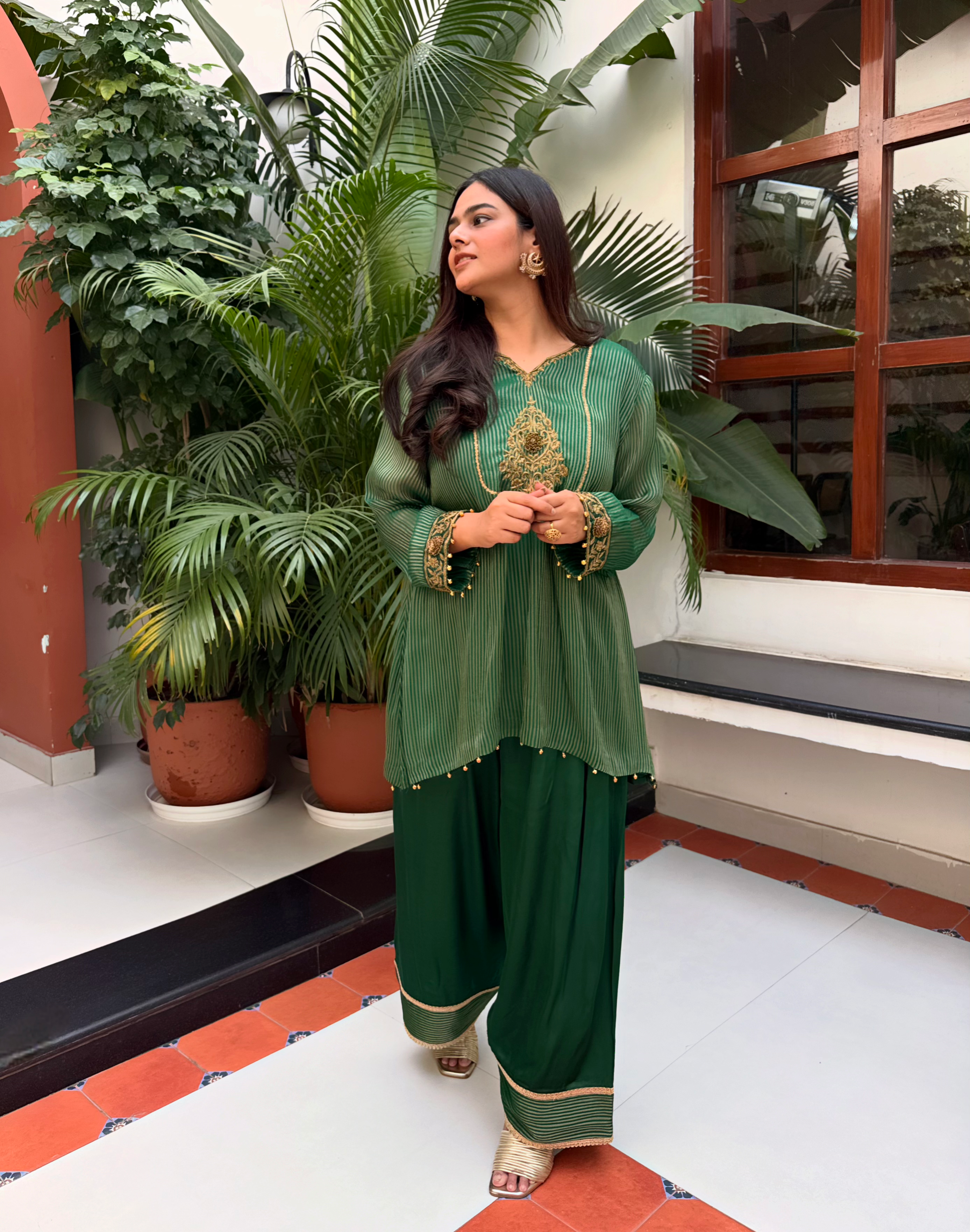 Aanchal Jain | Mehraab Green Farshi Set