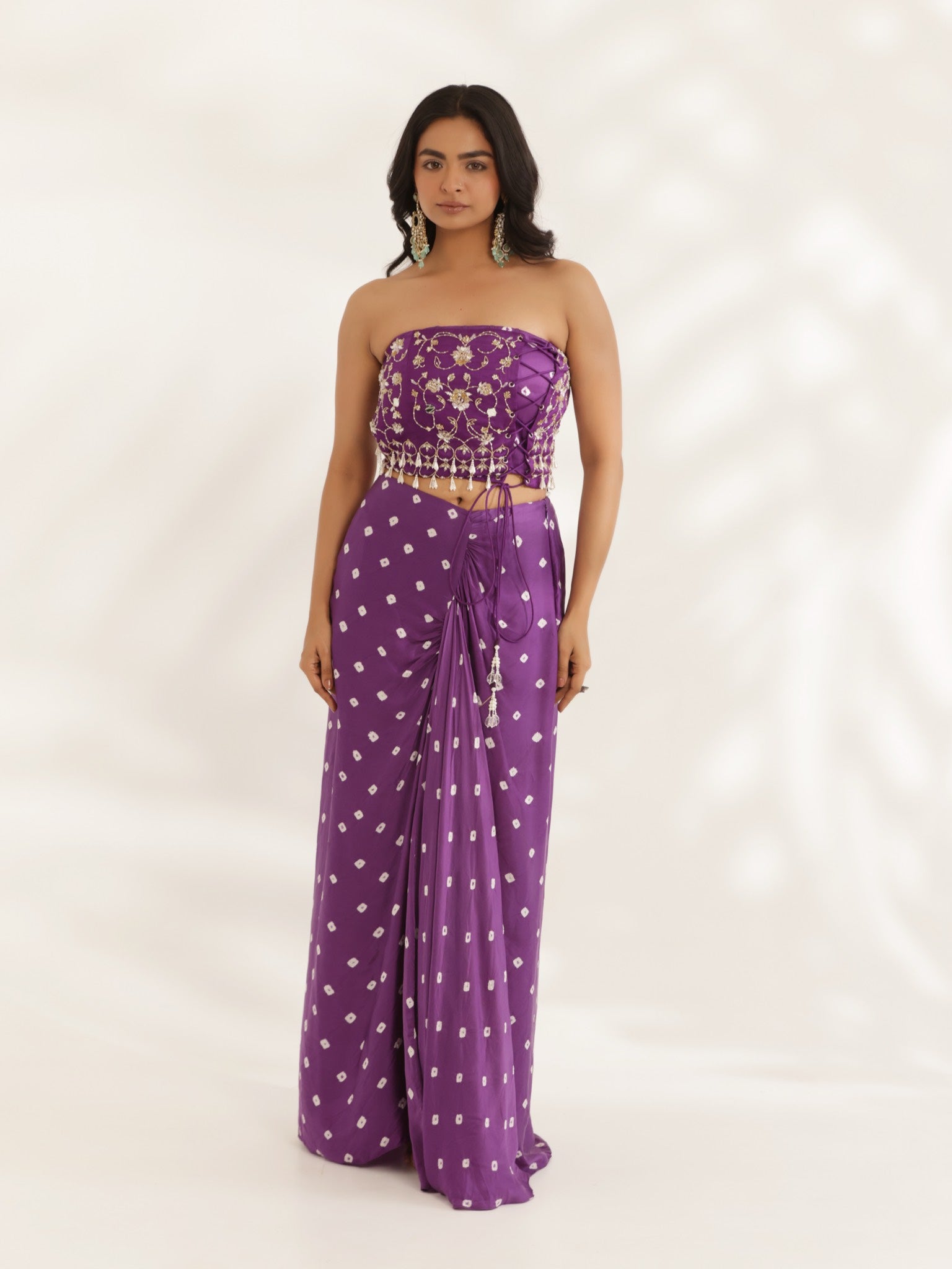 Saavali Purple Drape Skirt Set