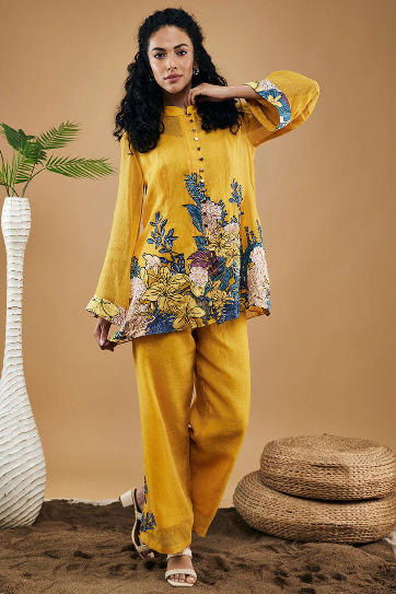 Zinnia Yellow Applique Co-ord Set