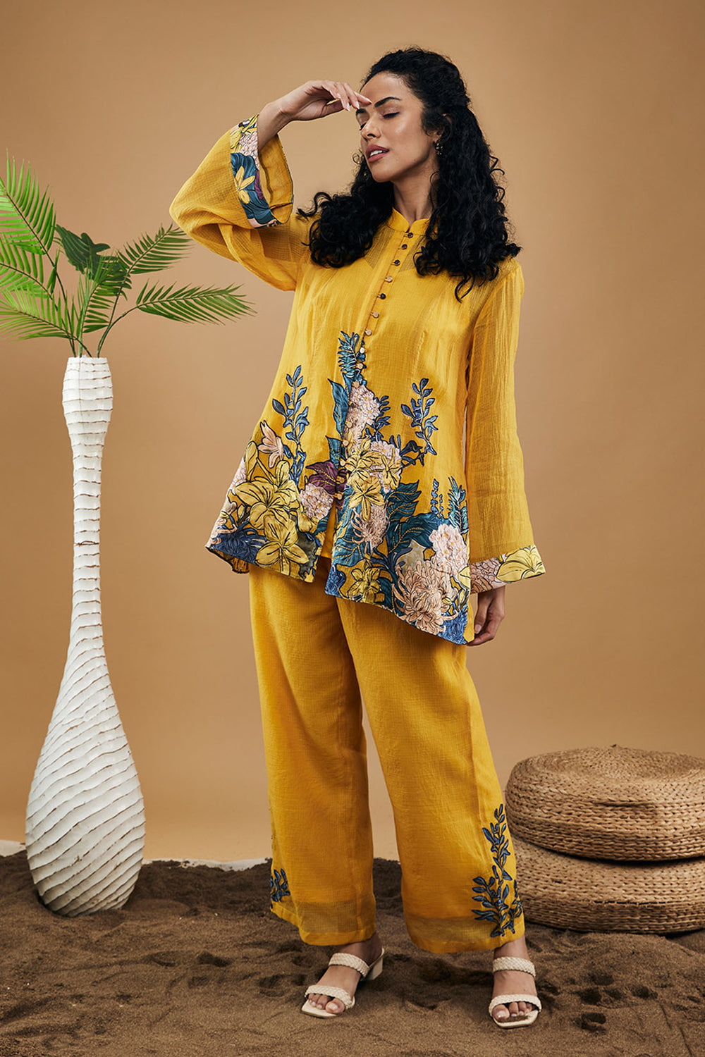 Zinnia Yellow Applique Co-ord Set