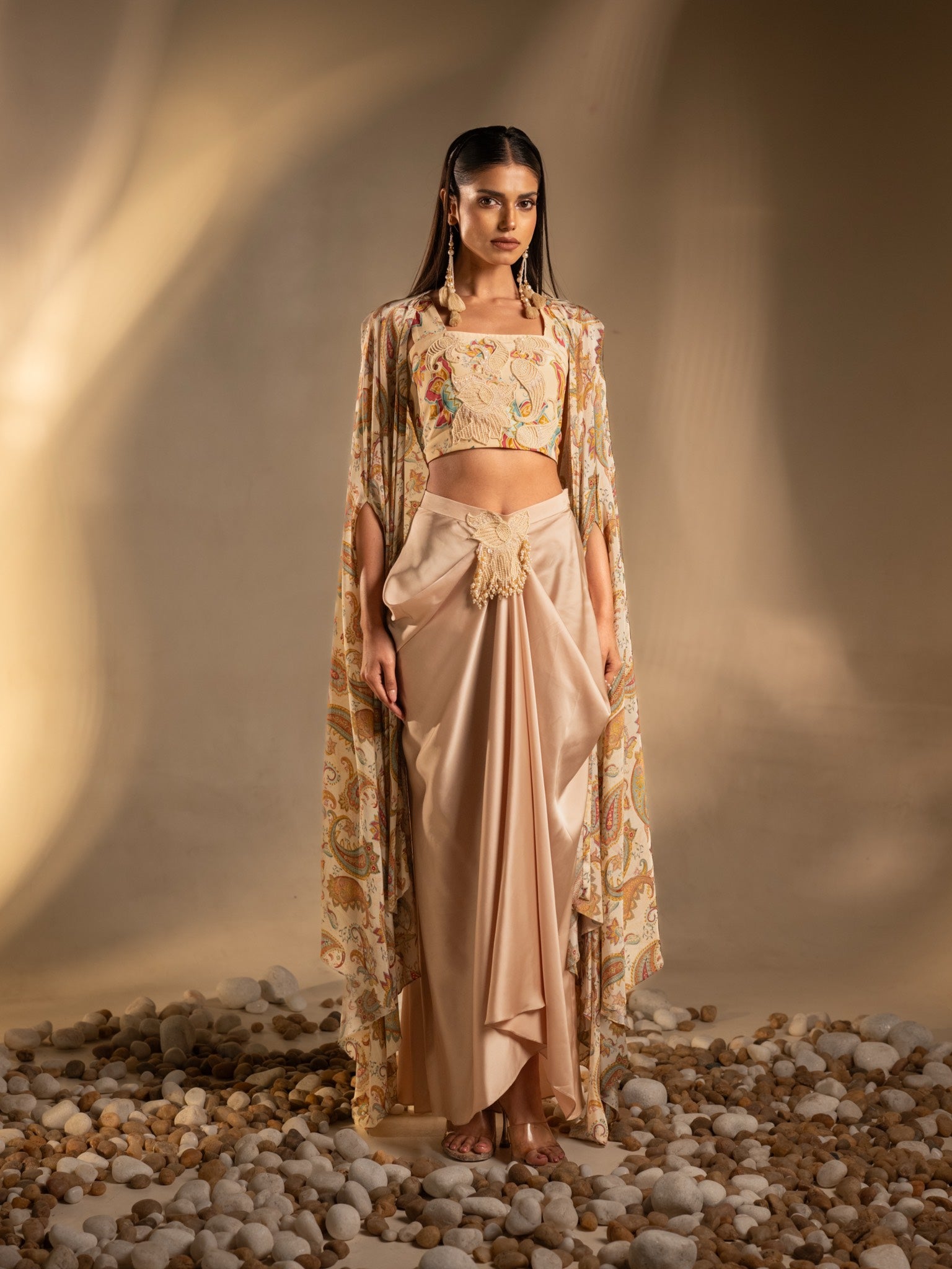 Bloom Reverie Draped Skirt Set