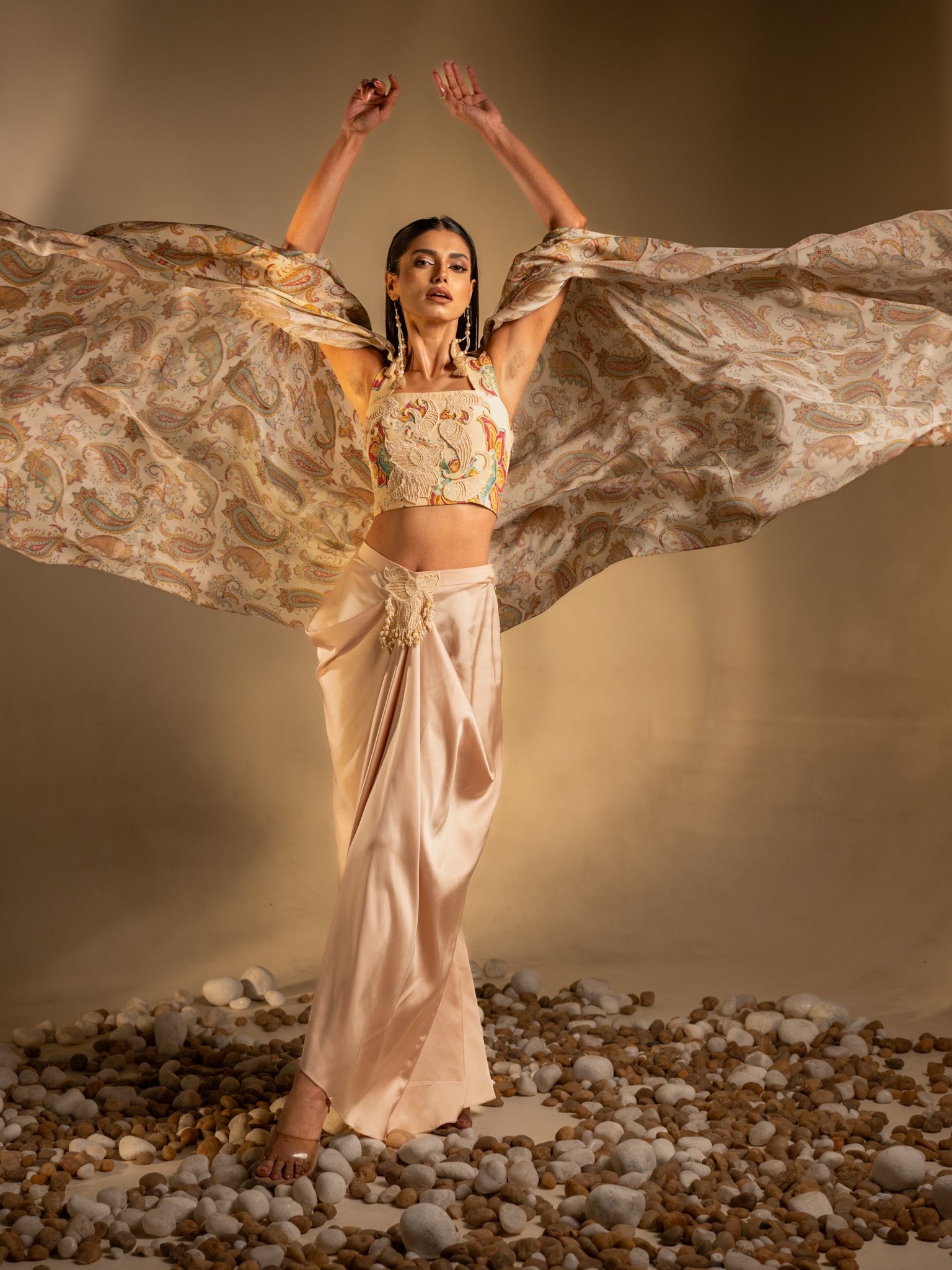 Bloom Reverie Draped Skirt Set